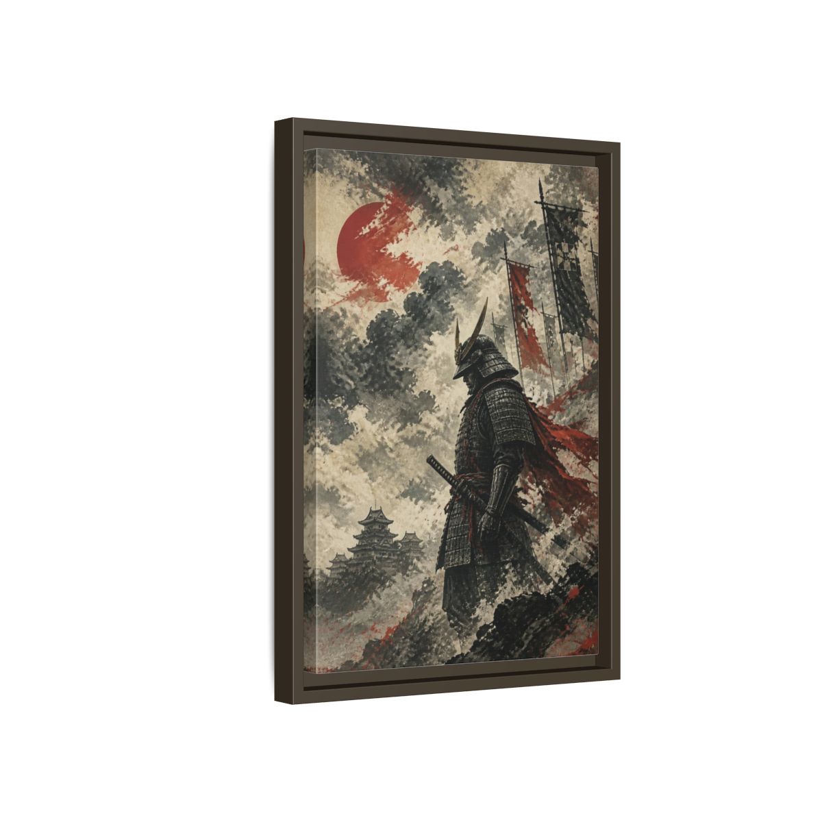 Side Mockup 5. Japanese Samurai Sentinel shown as framed canvas print