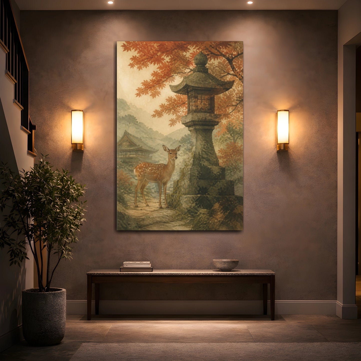 Mockup 2. Japanese Sika Deer Lantern shown as canvas print