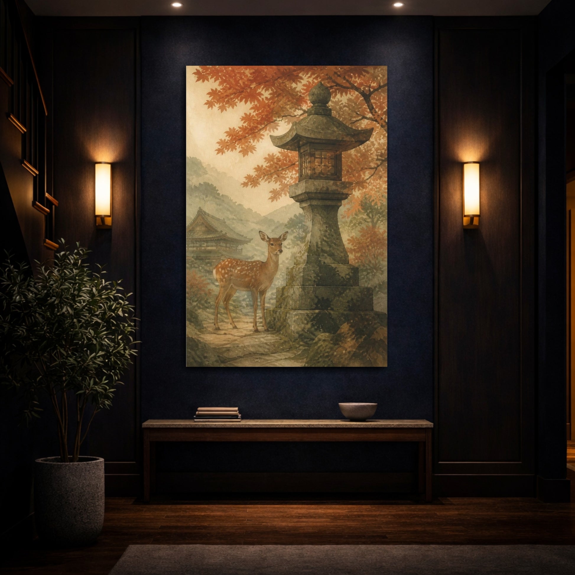 Mockup 4. Japanese Sika Deer Lantern shown as canvas print