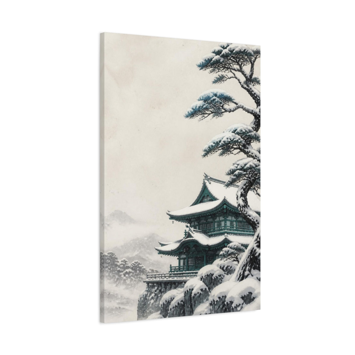 Main Mockup. Japanese Snow Temple shown as canvas print