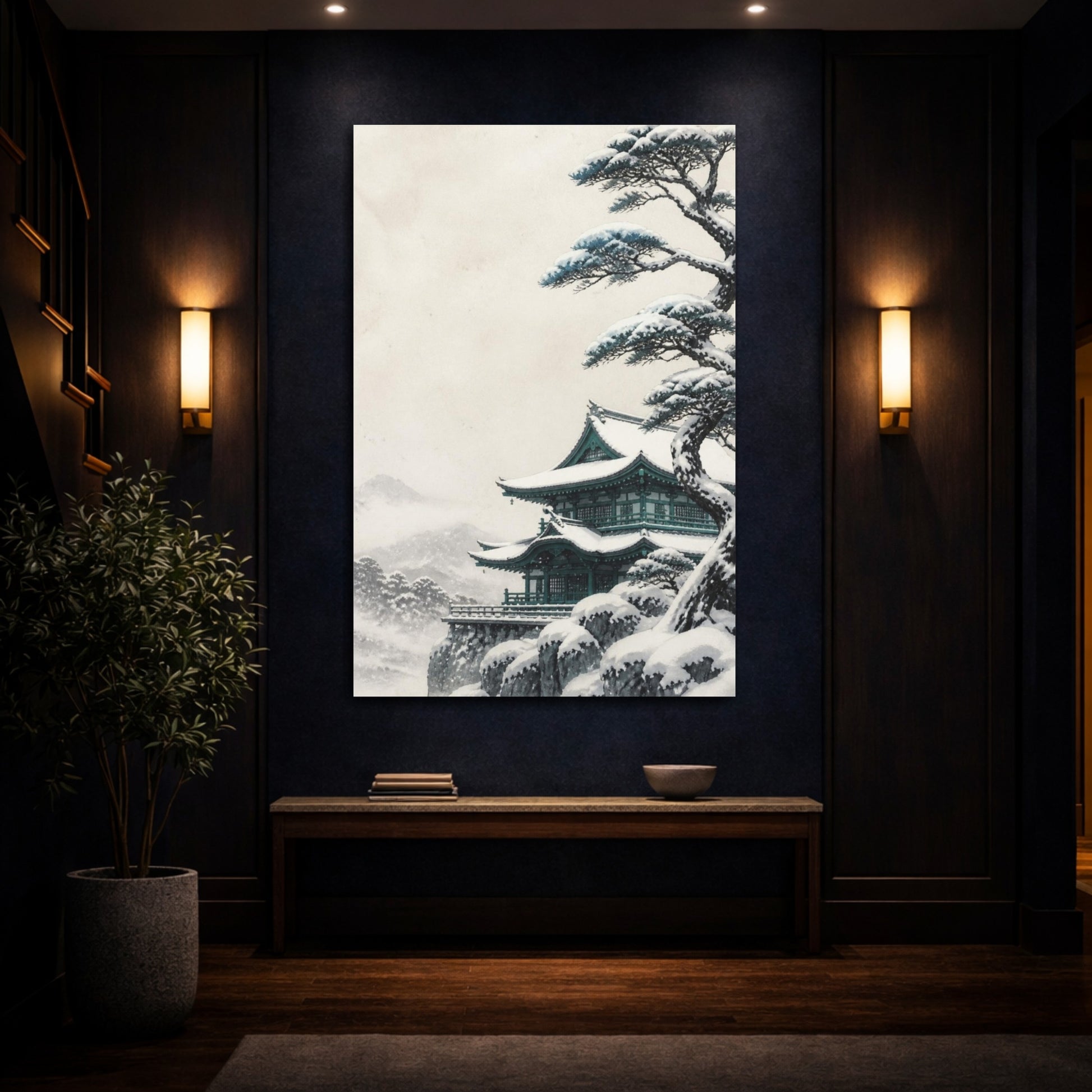 Mockup 4. Japanese Snow Temple shown as canvas print