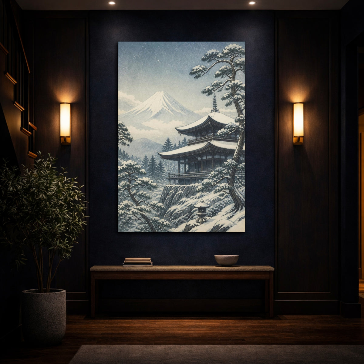 Mockup 4. Japanese Snow Temple shown as canvas print