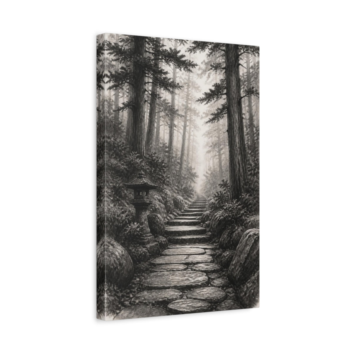 Side Mockup 4. Japanese Stone Pathway shown as canvas print