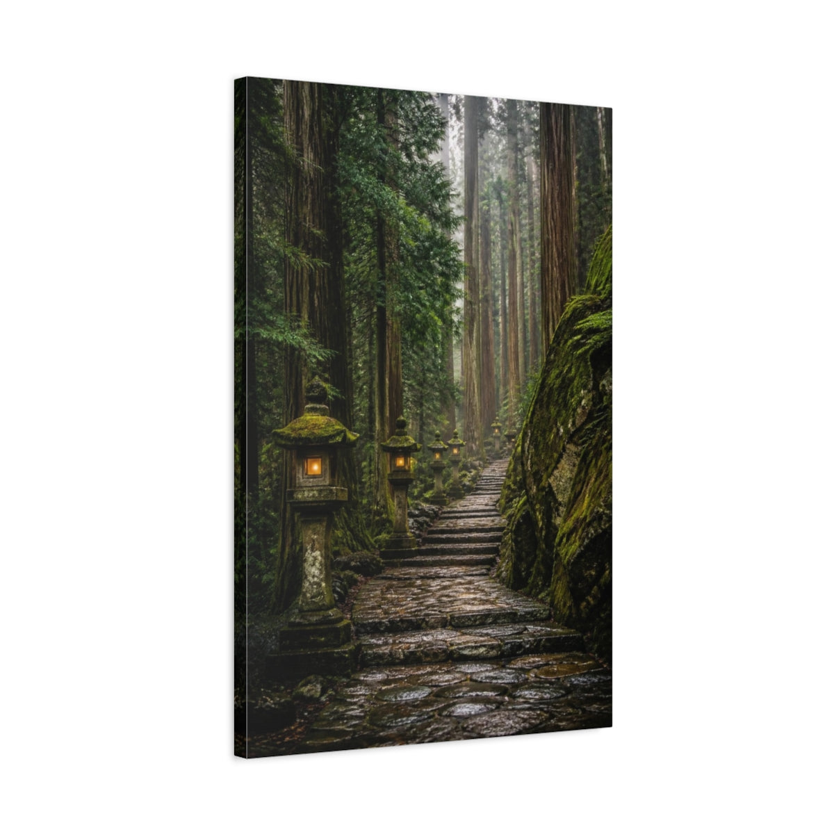 Side Mockup 2. Japanese Stone Pathway shown as canvas print