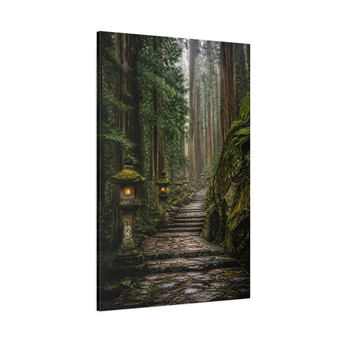 Side Mockup 1. Japanese Stone Pathway shown as canvas print