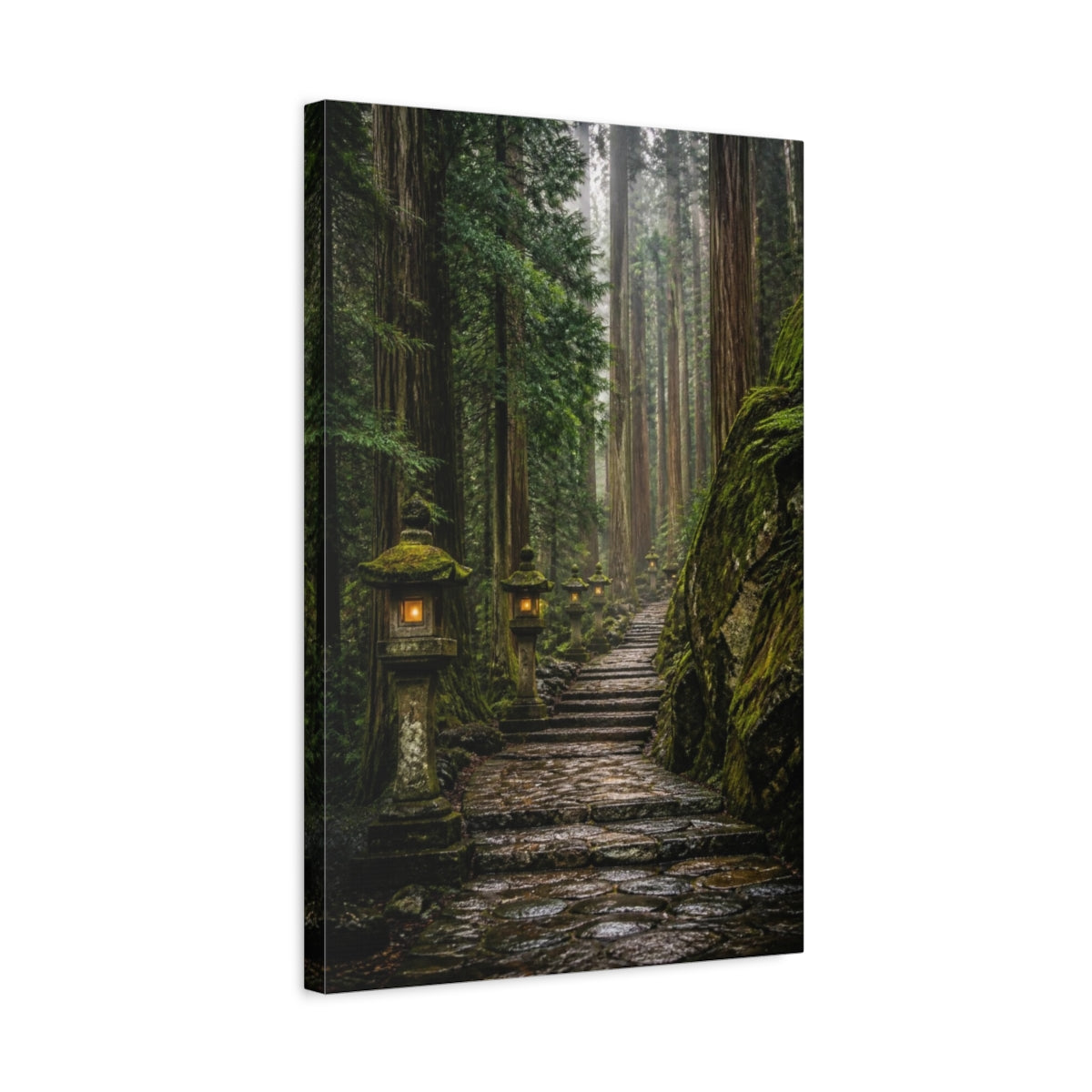 Side Mockup 3. Japanese Stone Pathway shown as canvas print