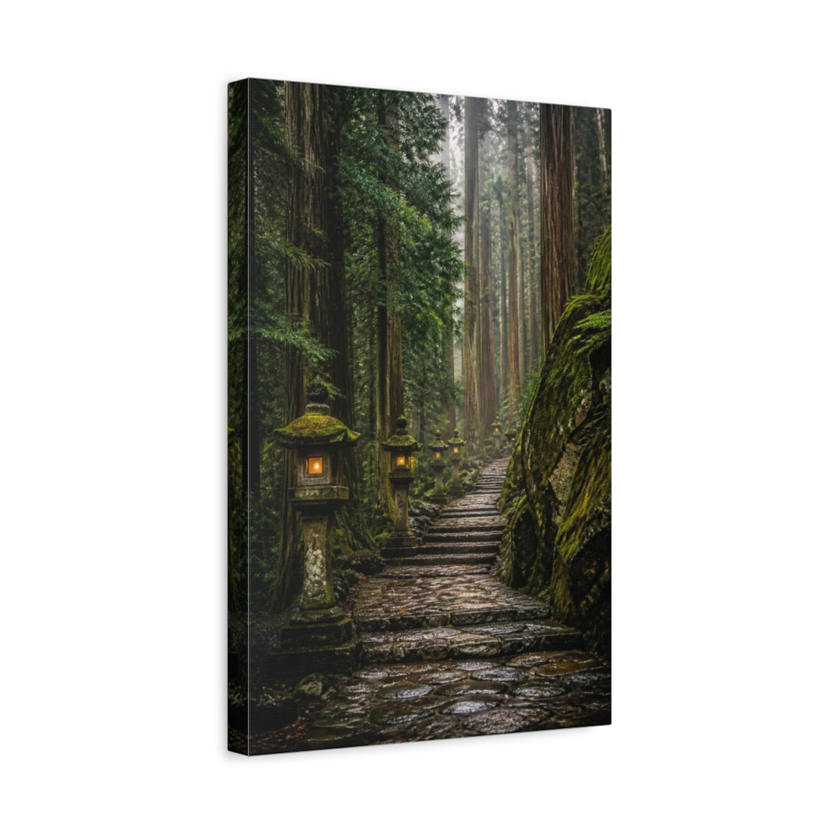 Side Mockup 4. Japanese Stone Pathway shown as canvas print