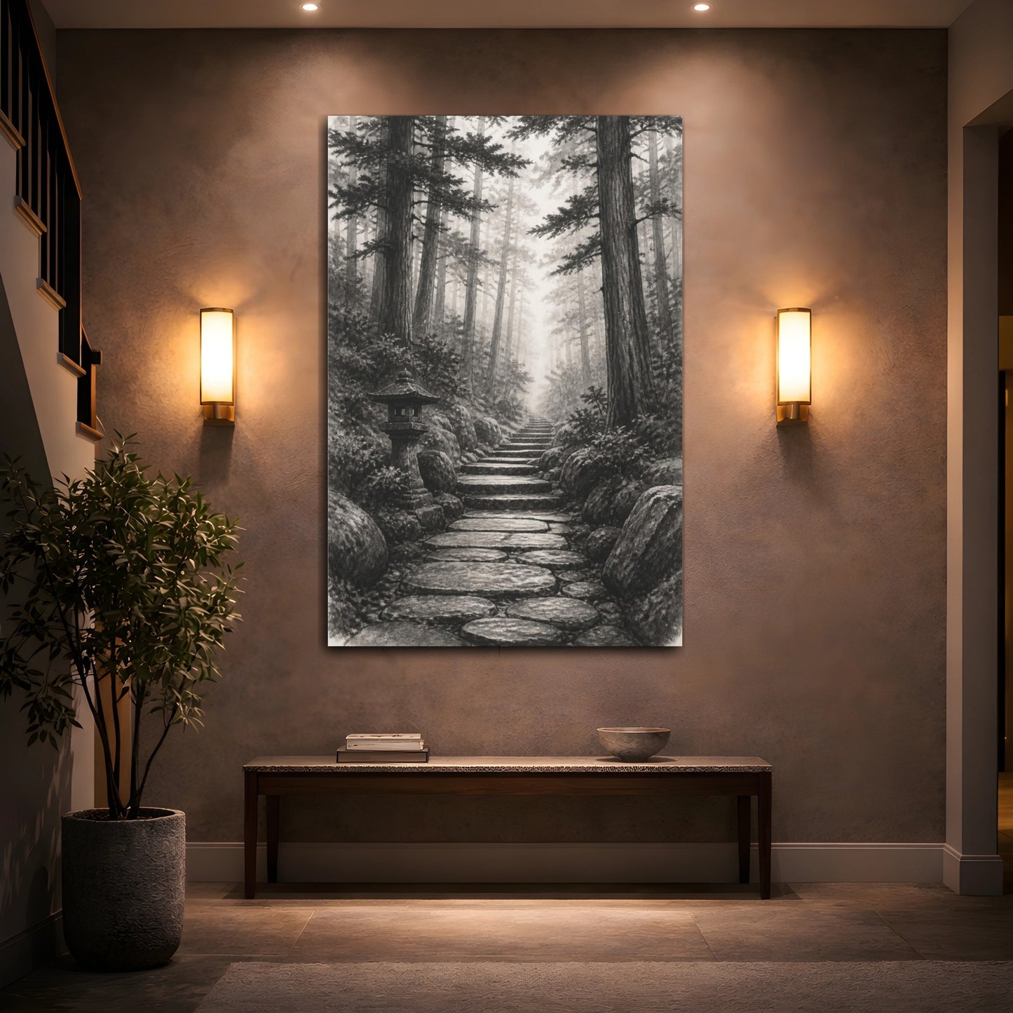 Mockup 2. Japanese Stone Pathway shown as canvas print