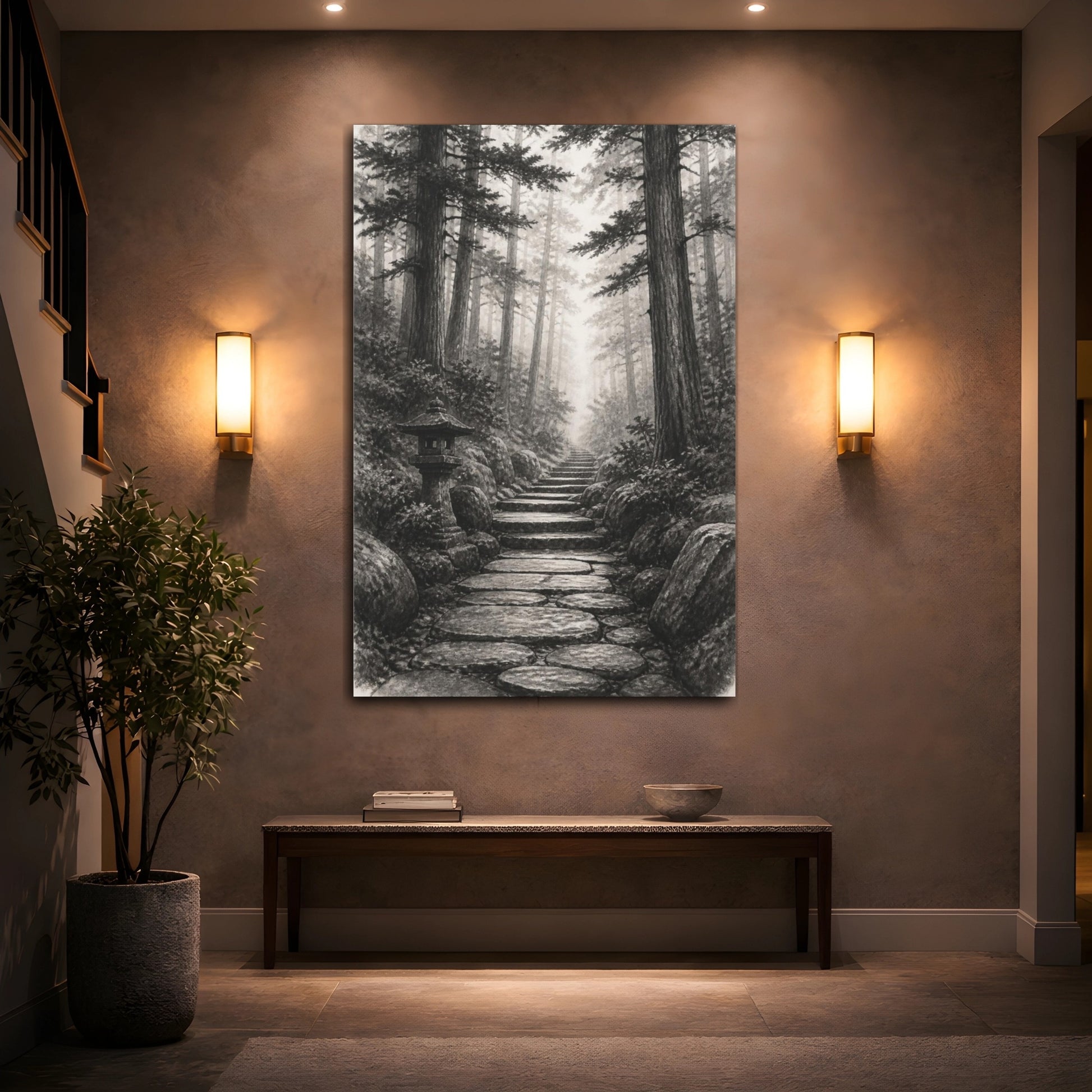 Mockup 2. Japanese Stone Pathway shown as canvas print