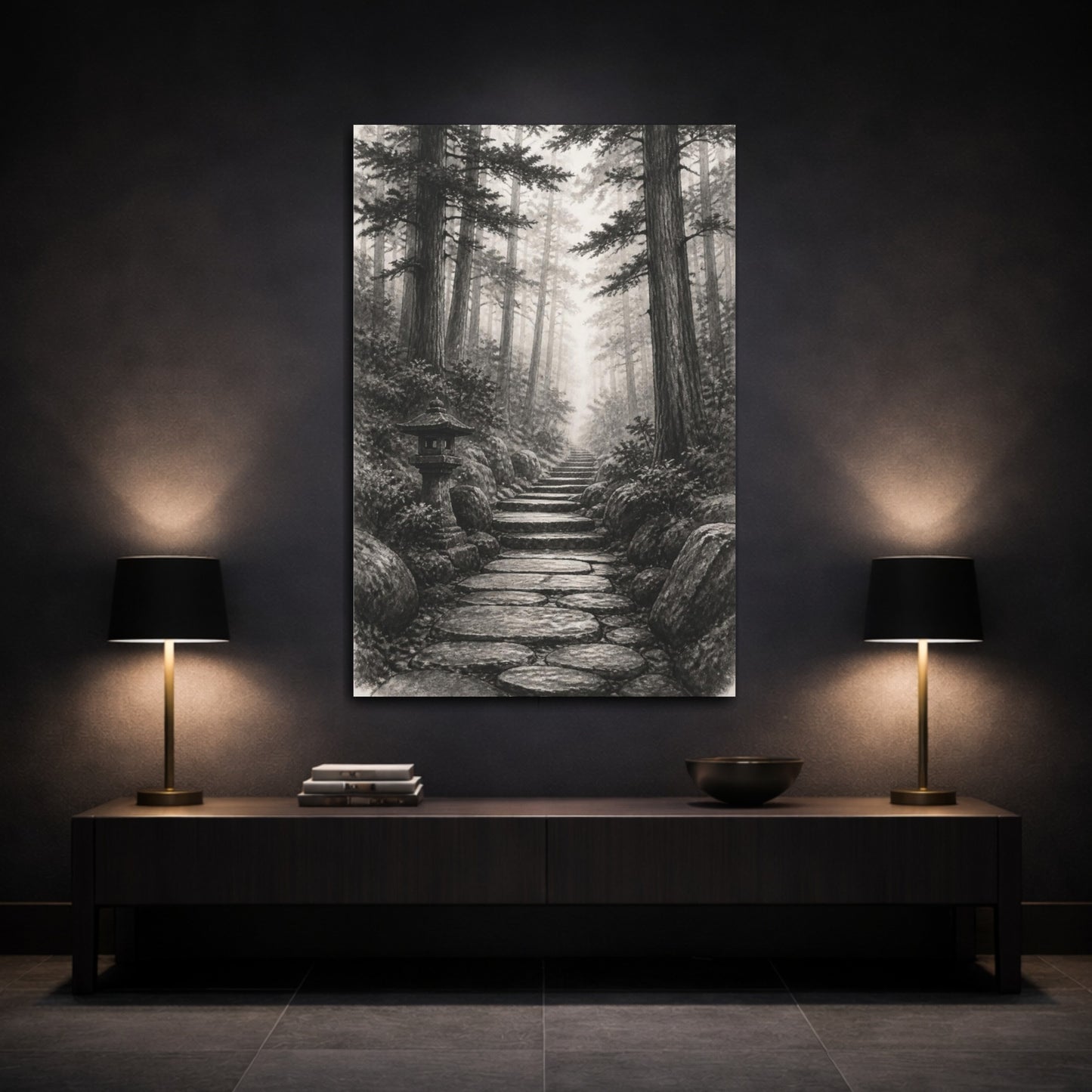 Mockup 3. Japanese Stone Pathway shown as canvas print