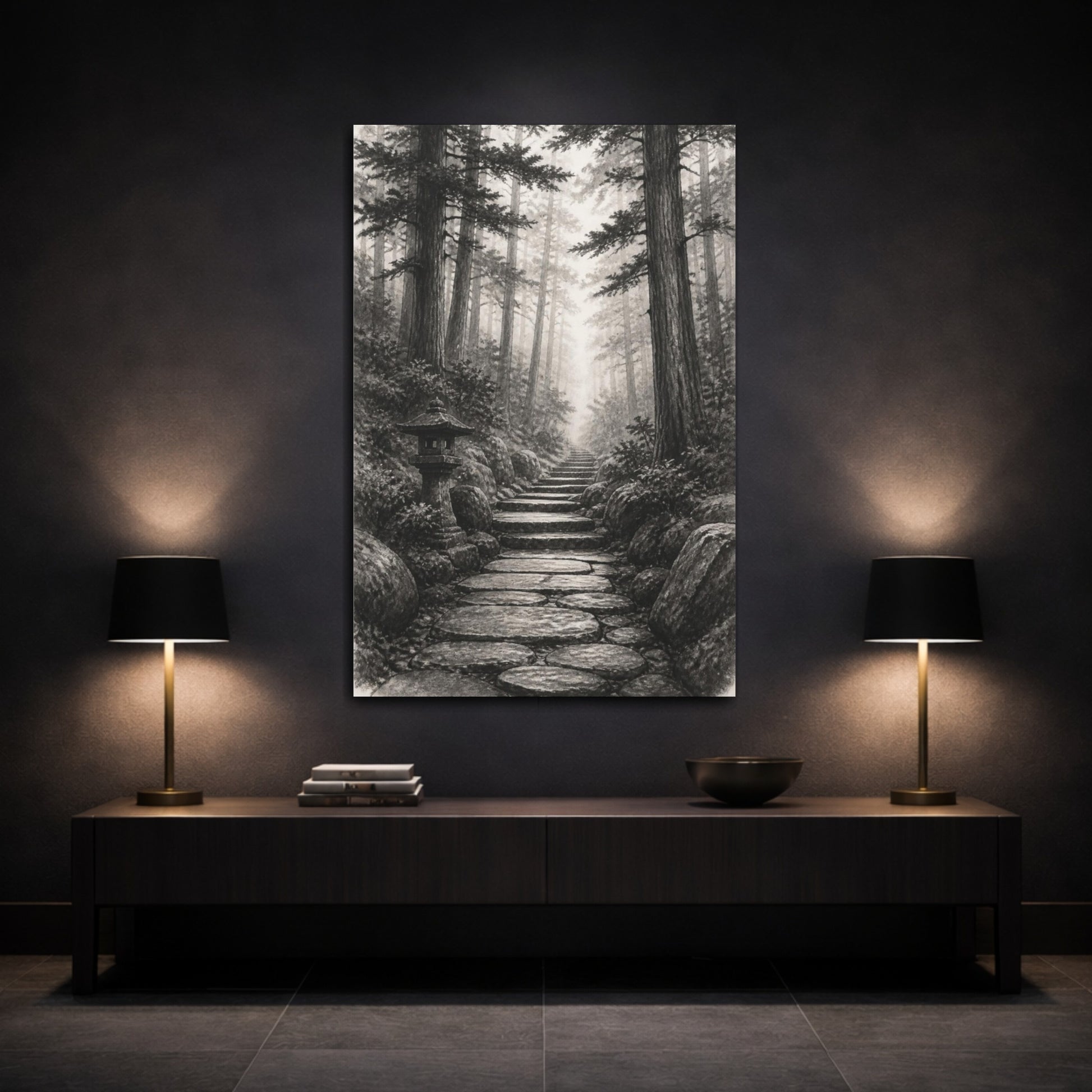 Mockup 3. Japanese Stone Pathway shown as canvas print