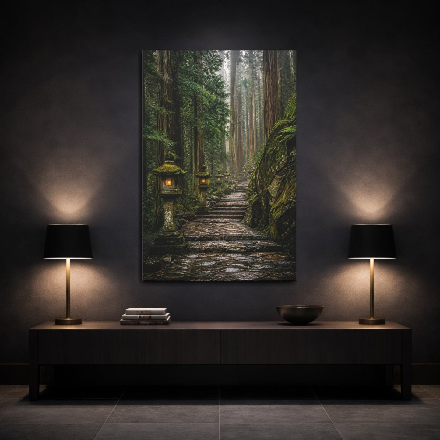Mockup 3. Japanese Stone Pathway shown as canvas print
