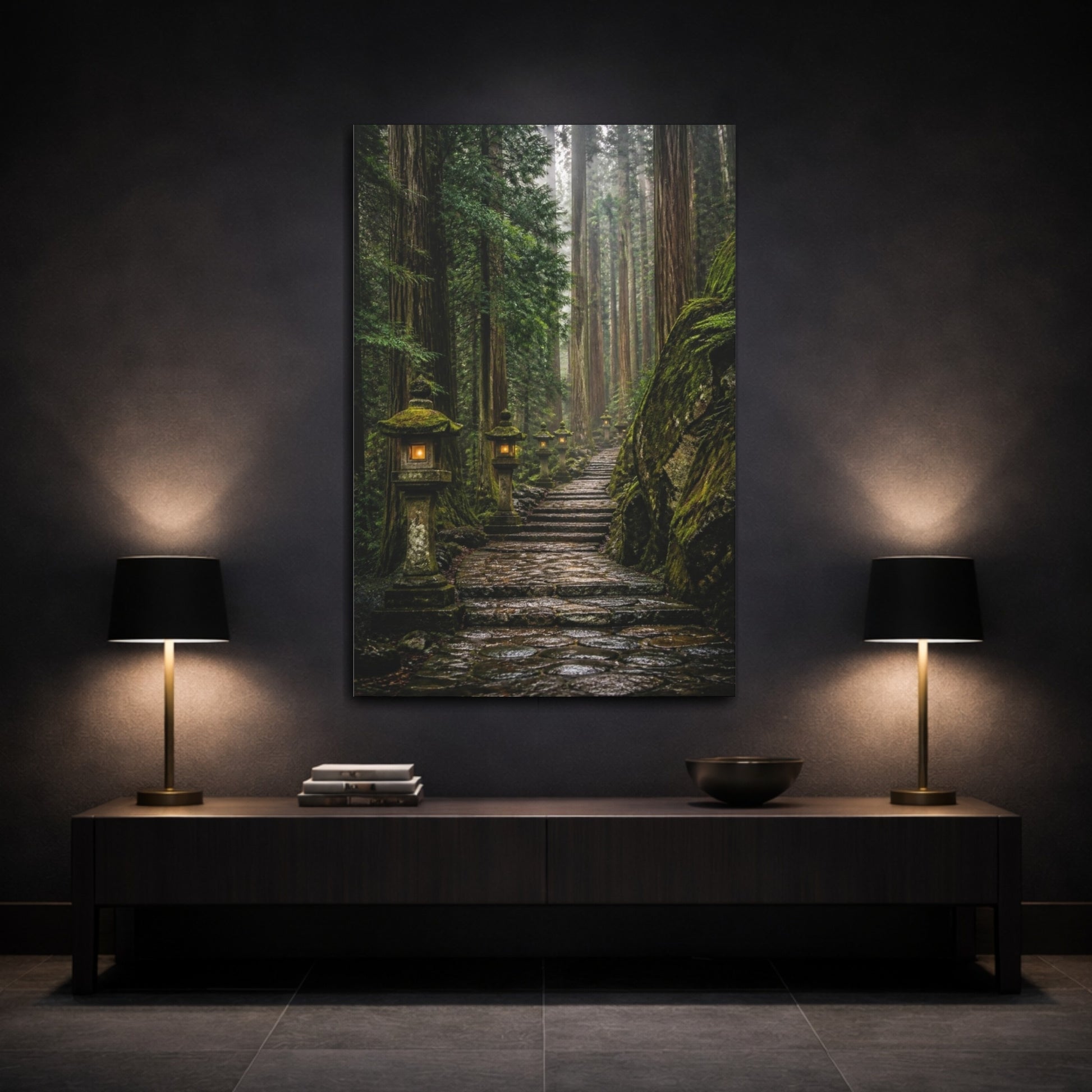 Mockup 3. Japanese Stone Pathway shown as canvas print