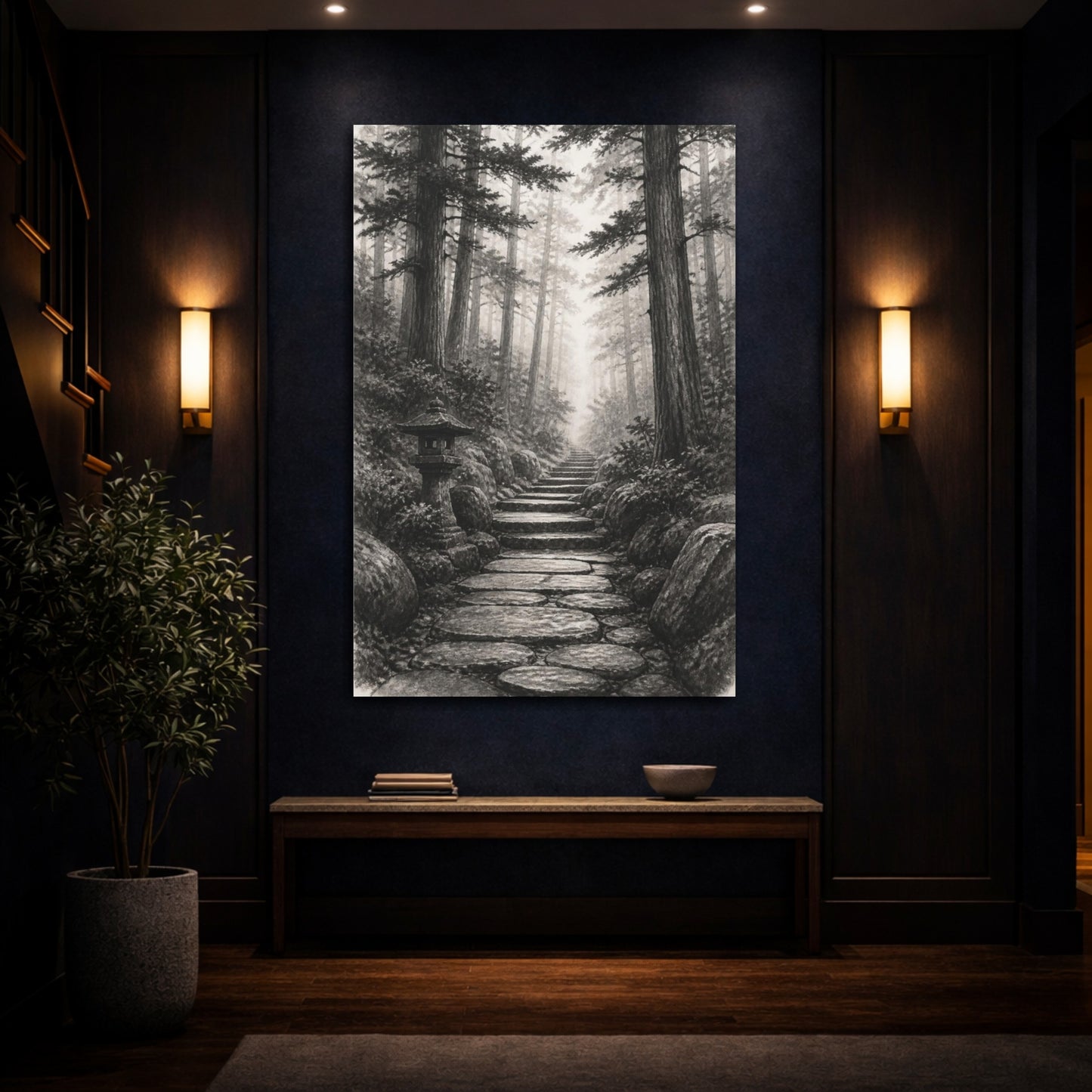 Mockup 4. Japanese Stone Pathway shown as canvas print