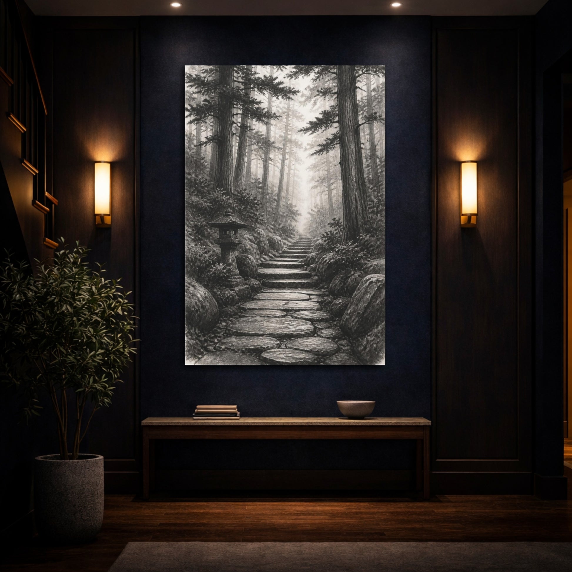 Mockup 4. Japanese Stone Pathway shown as canvas print