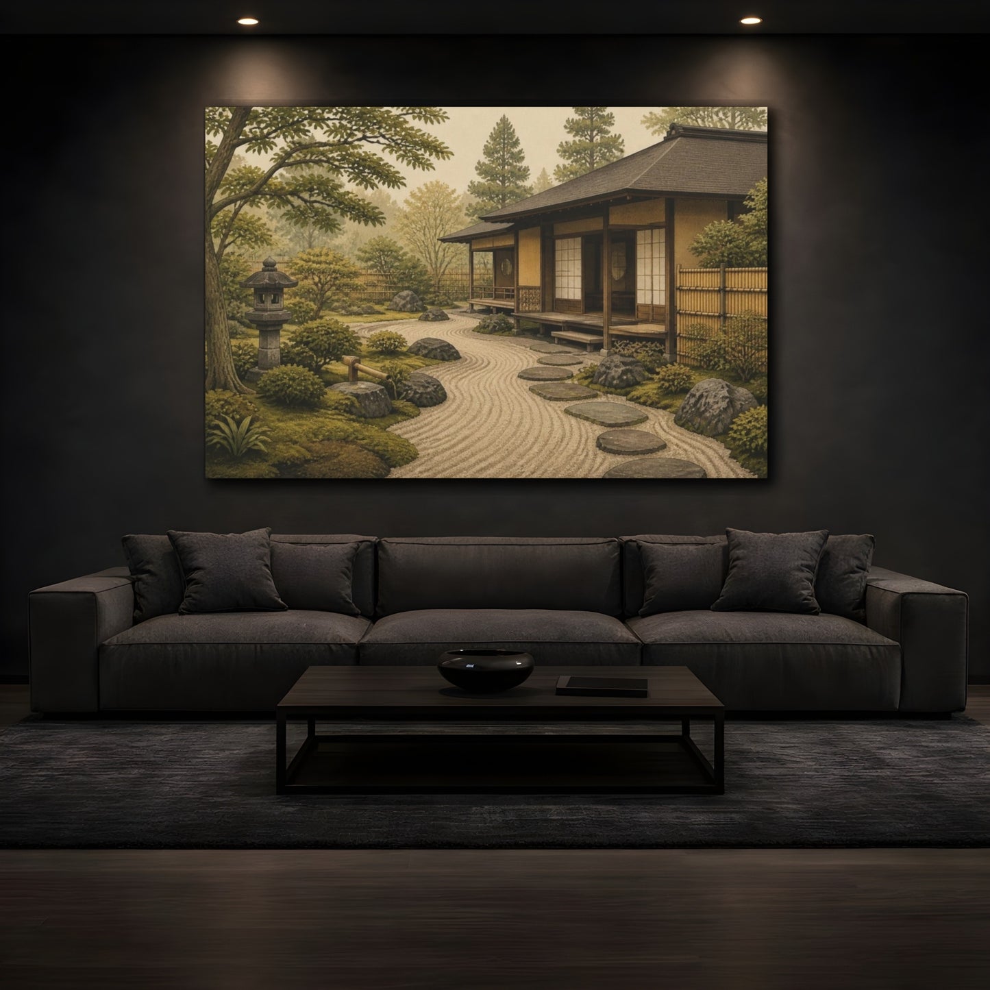 Mockup 3. Japanese Tea House Garden shown as canvas print