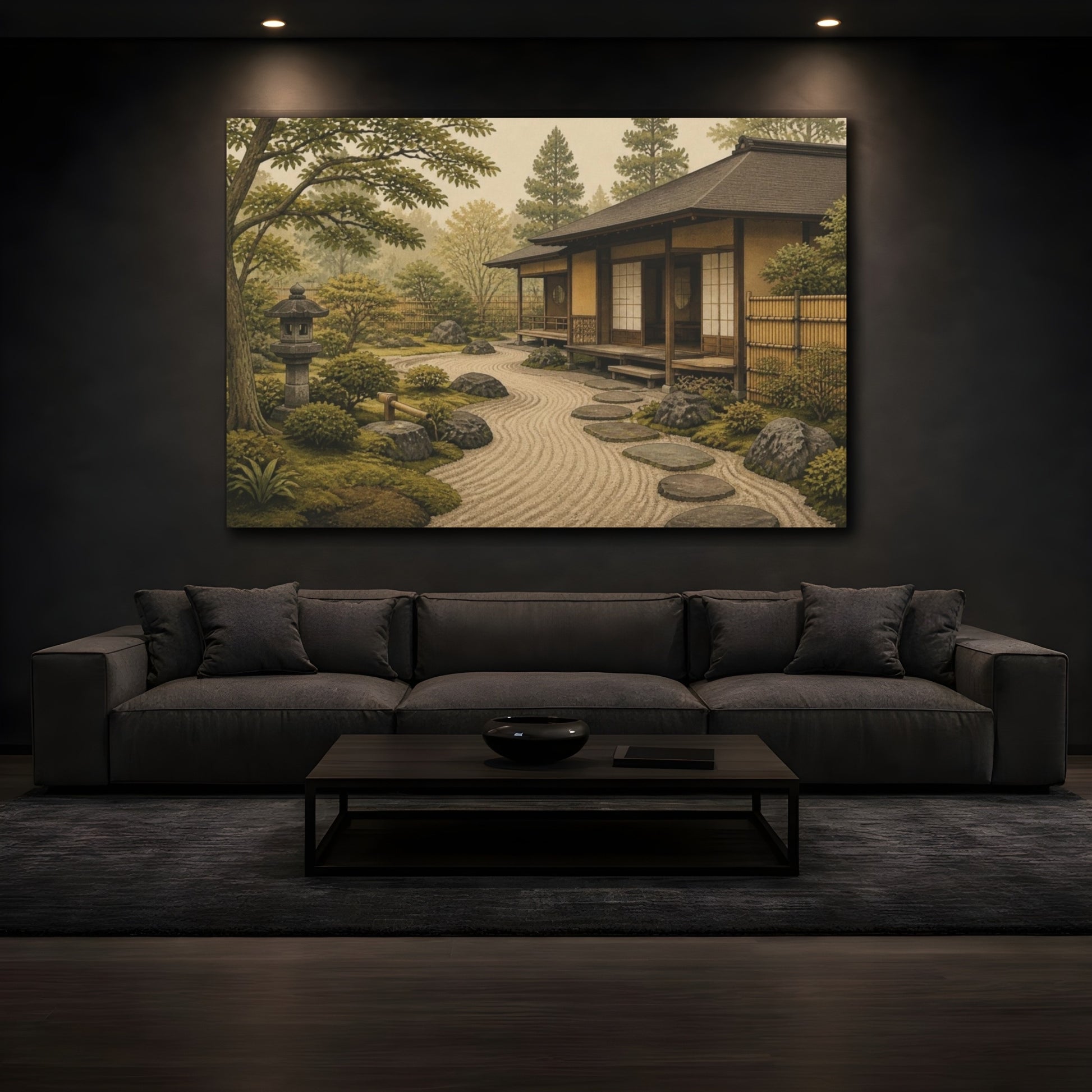 Mockup 3. Japanese Tea House Garden shown as canvas print