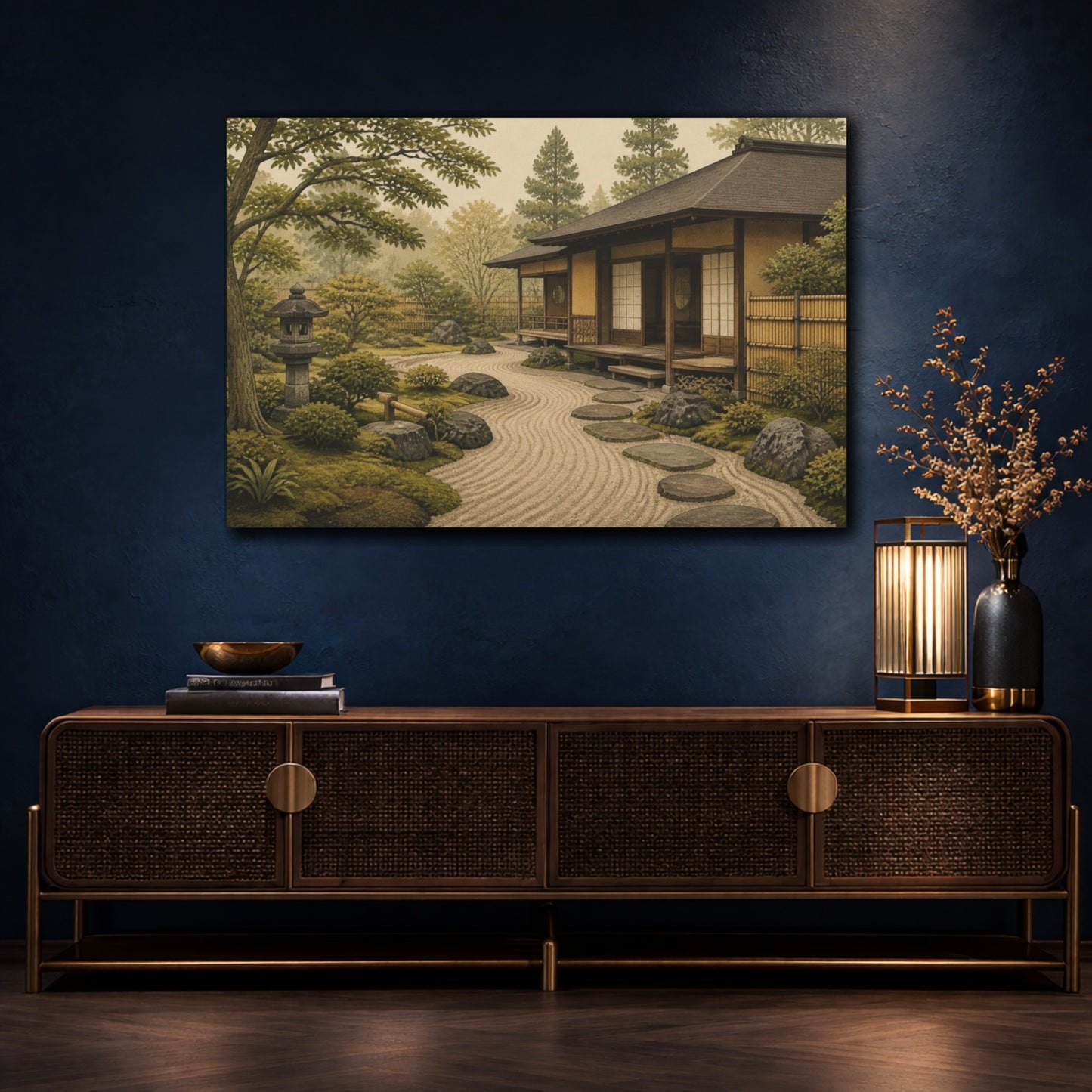 Mockup 4. Japanese Tea House Garden shown as canvas print