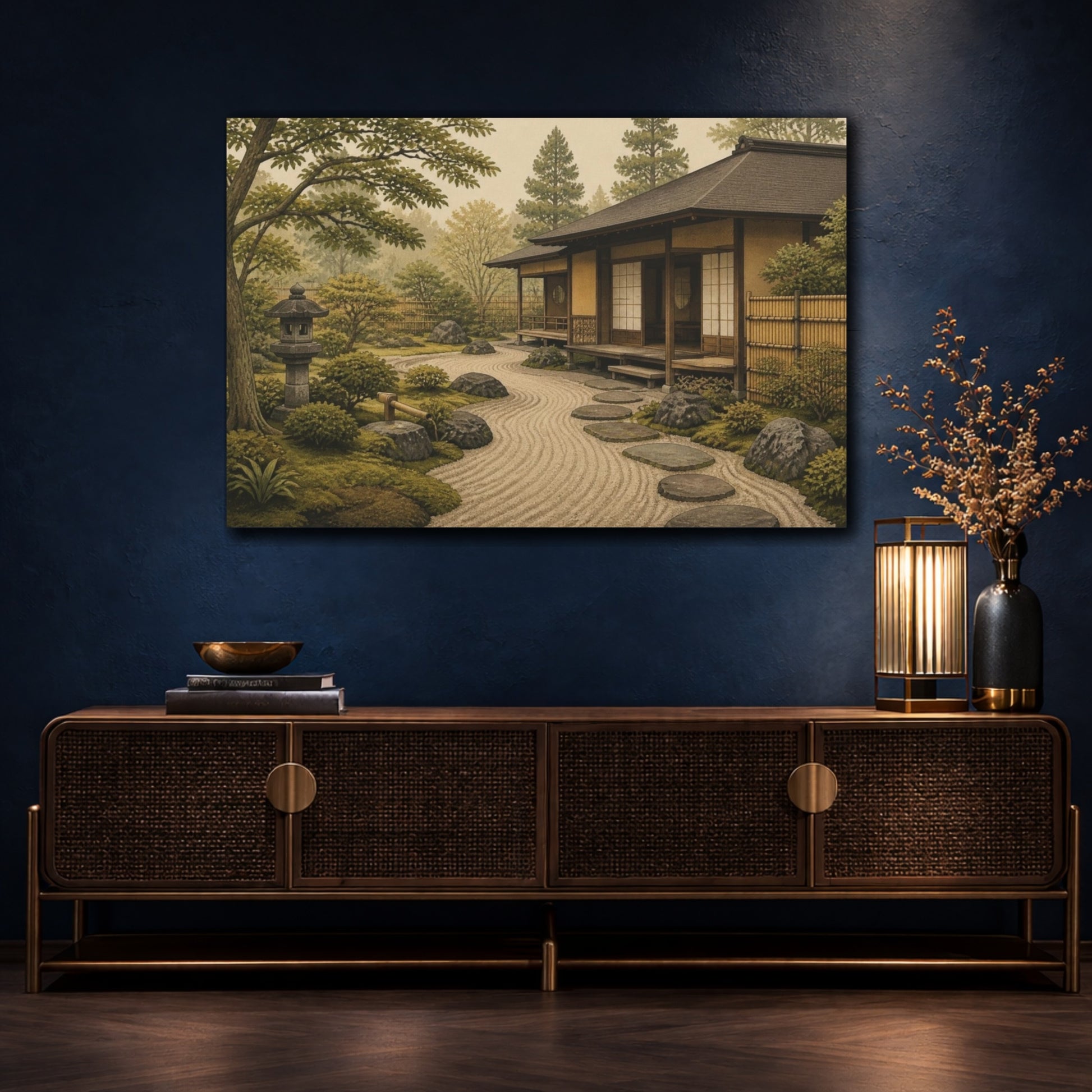 Mockup 4. Japanese Tea House Garden shown as canvas print