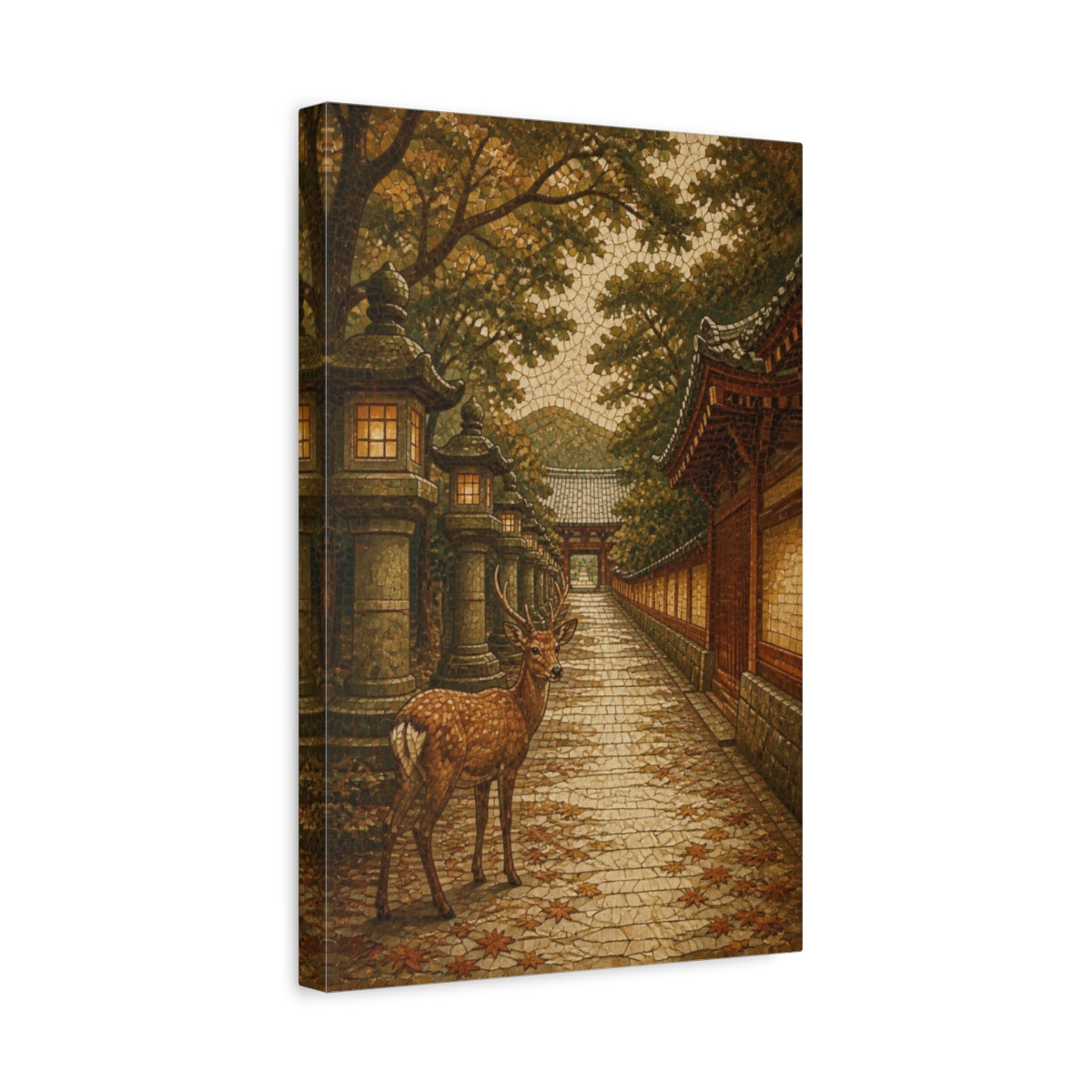 Side Mockup 4. Japanese Temple Deer shown as canvas print
