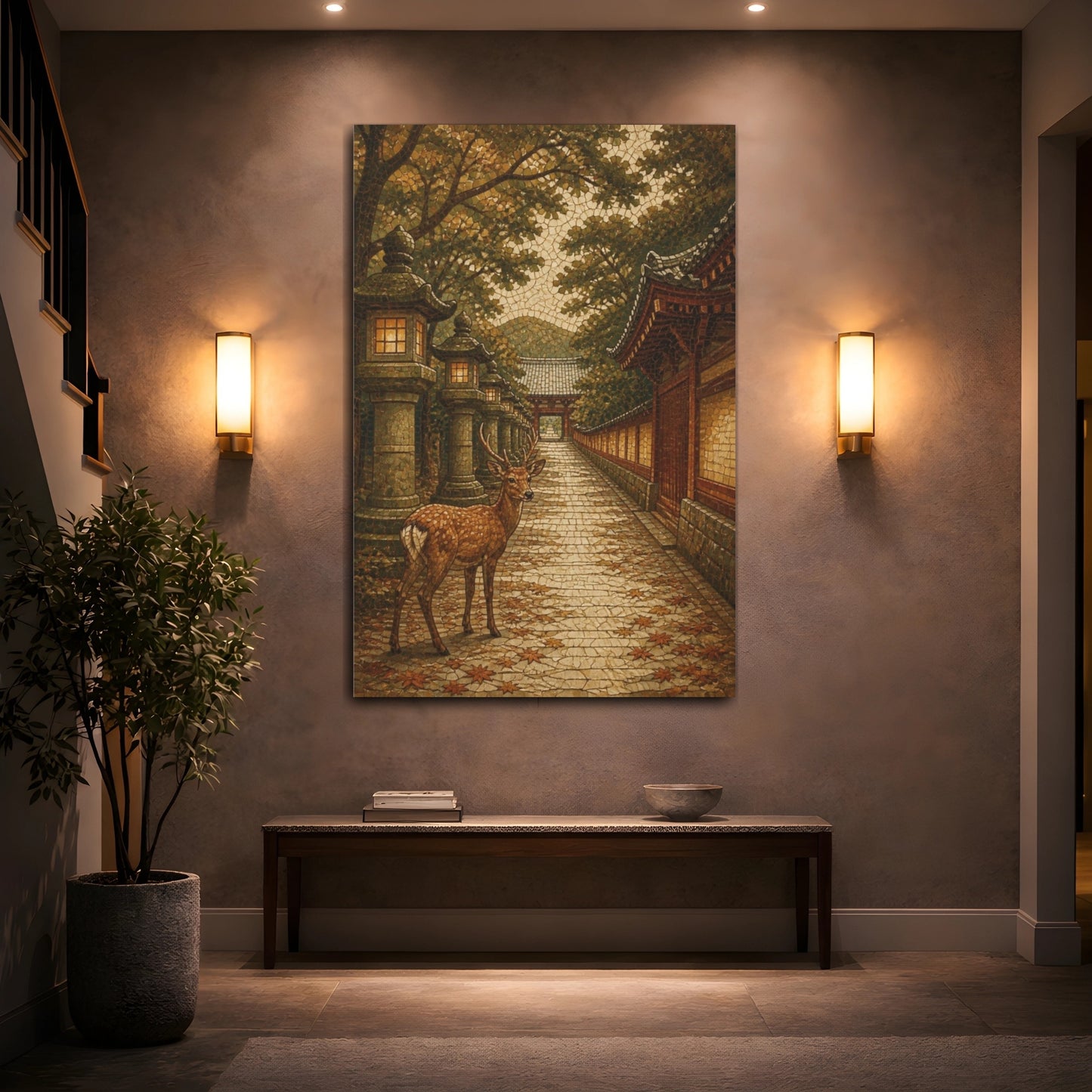 Mockup 2. Japanese Temple Deer shown as canvas print
