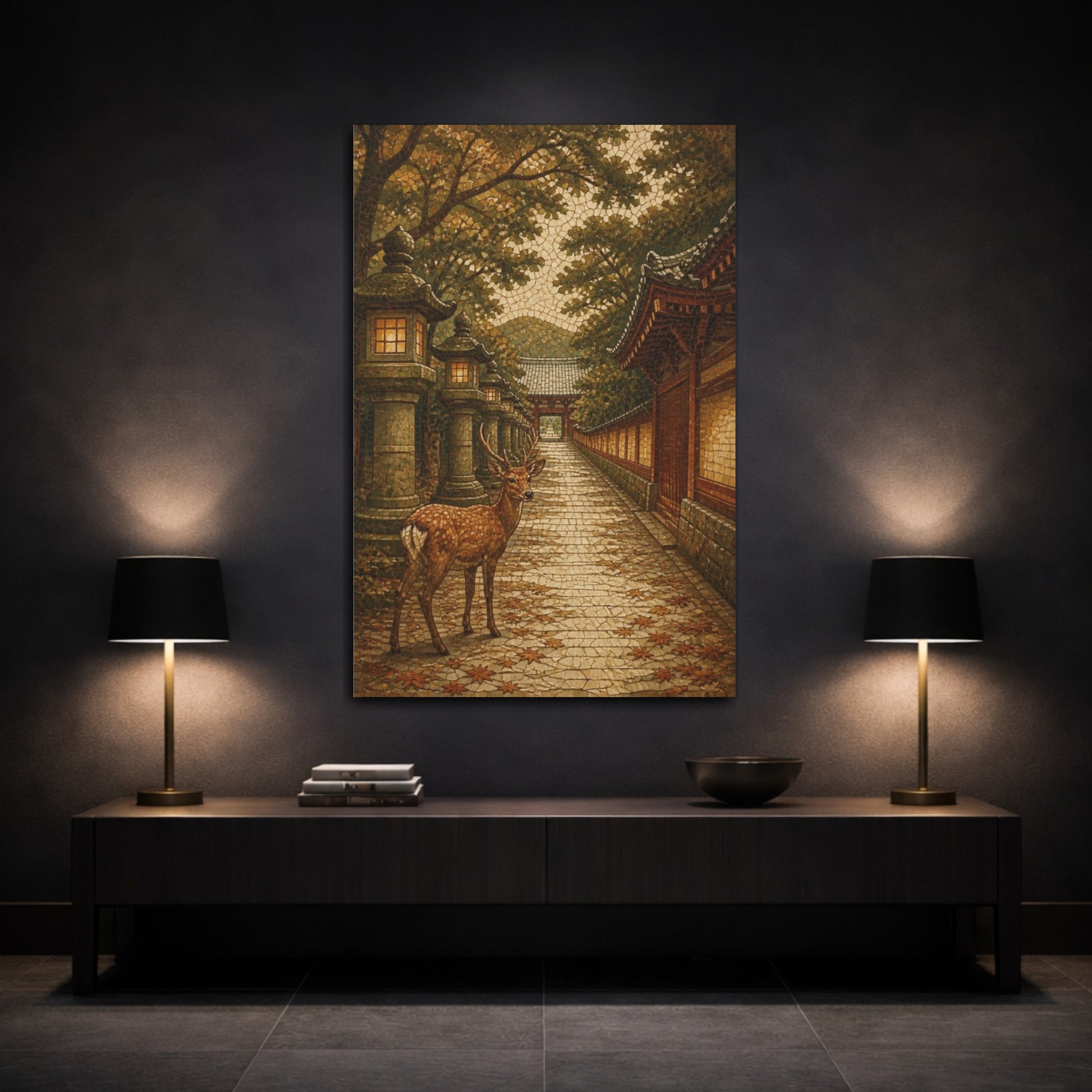 Mockup 3. Japanese Temple Deer shown as canvas print