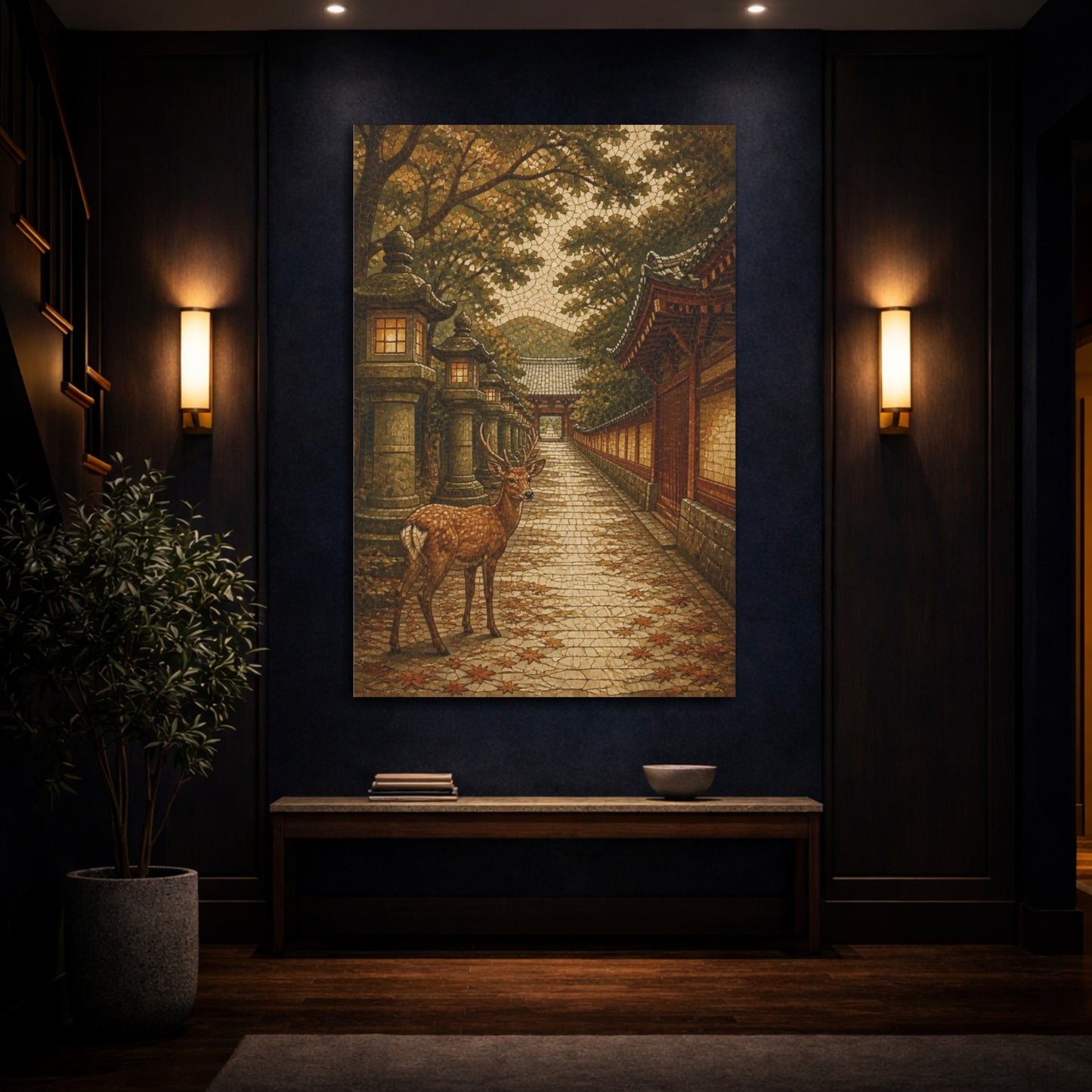 Mockup 4. Japanese Temple Deer shown as canvas print