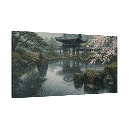 Main Mockup. Japanese Temple Gate Pond shown as canvas print