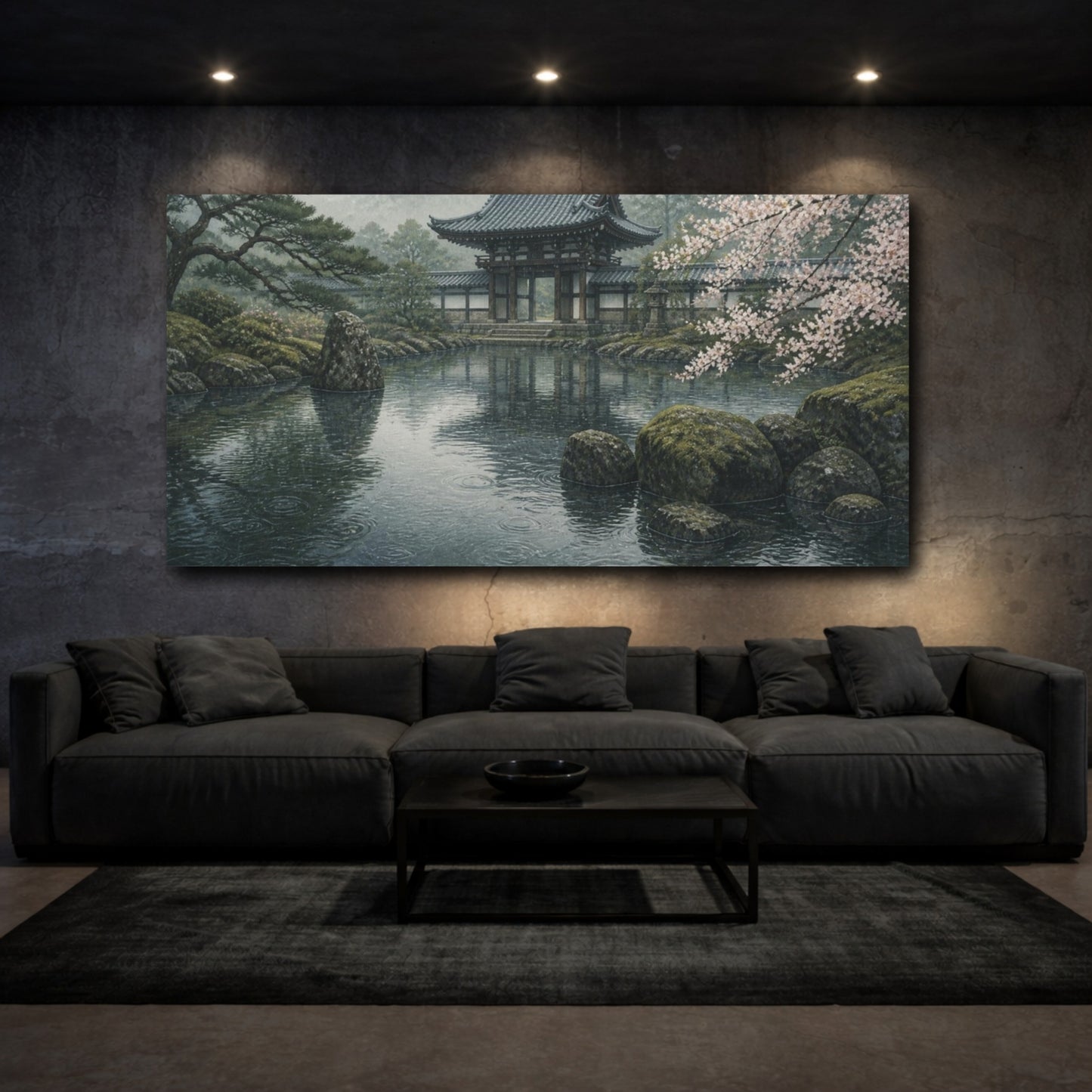 Mockup 3. Japanese Temple Gate Pond shown as canvas print