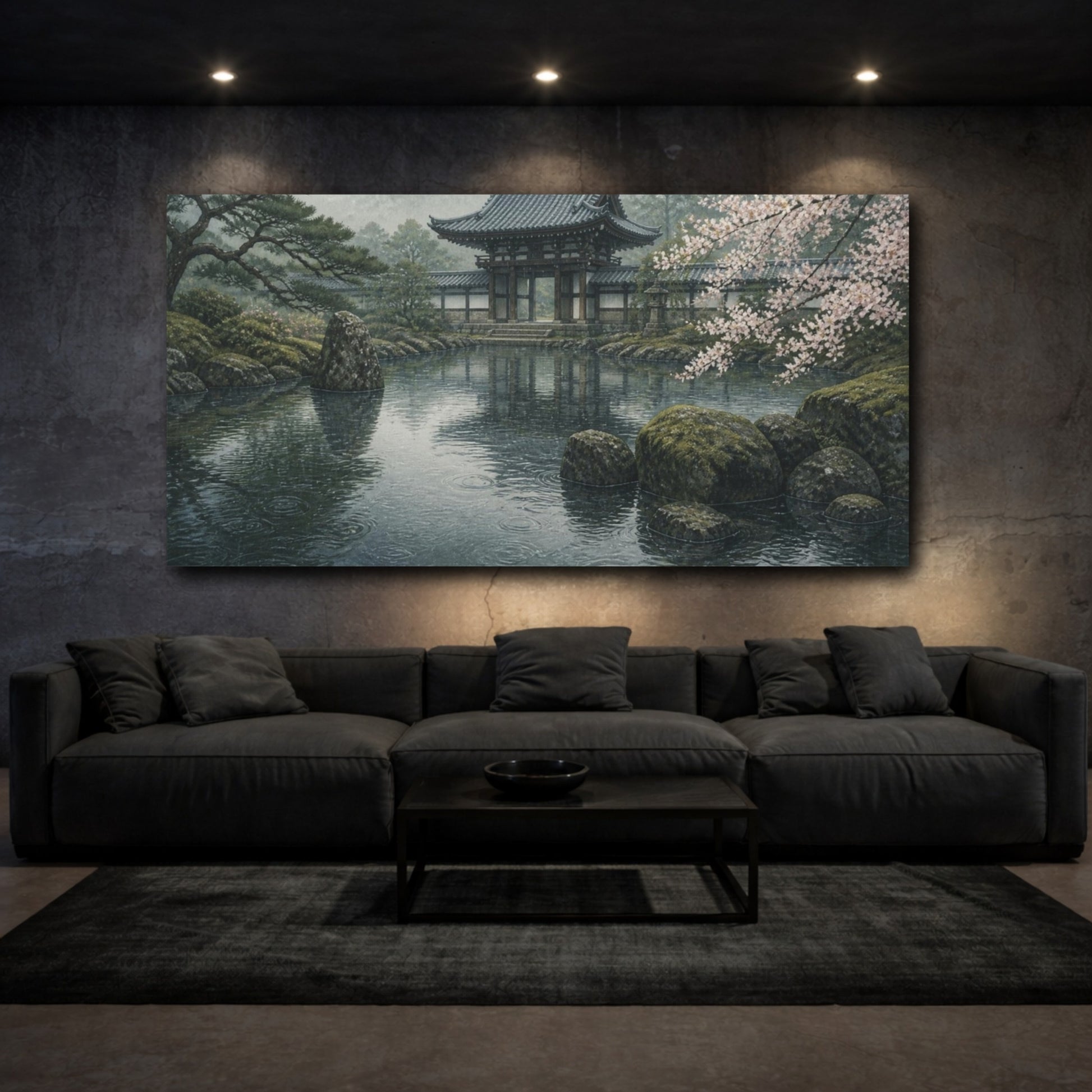 Mockup 3. Japanese Temple Gate Pond shown as canvas print