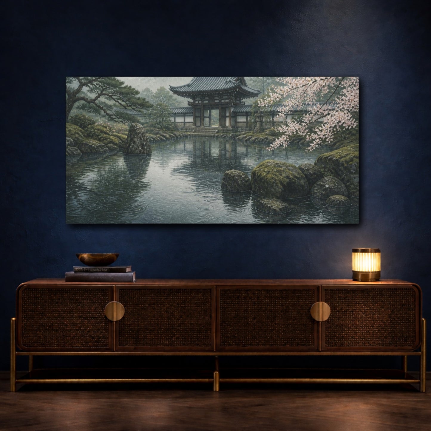 Mockup 4. Japanese Temple Gate Pond shown as canvas print