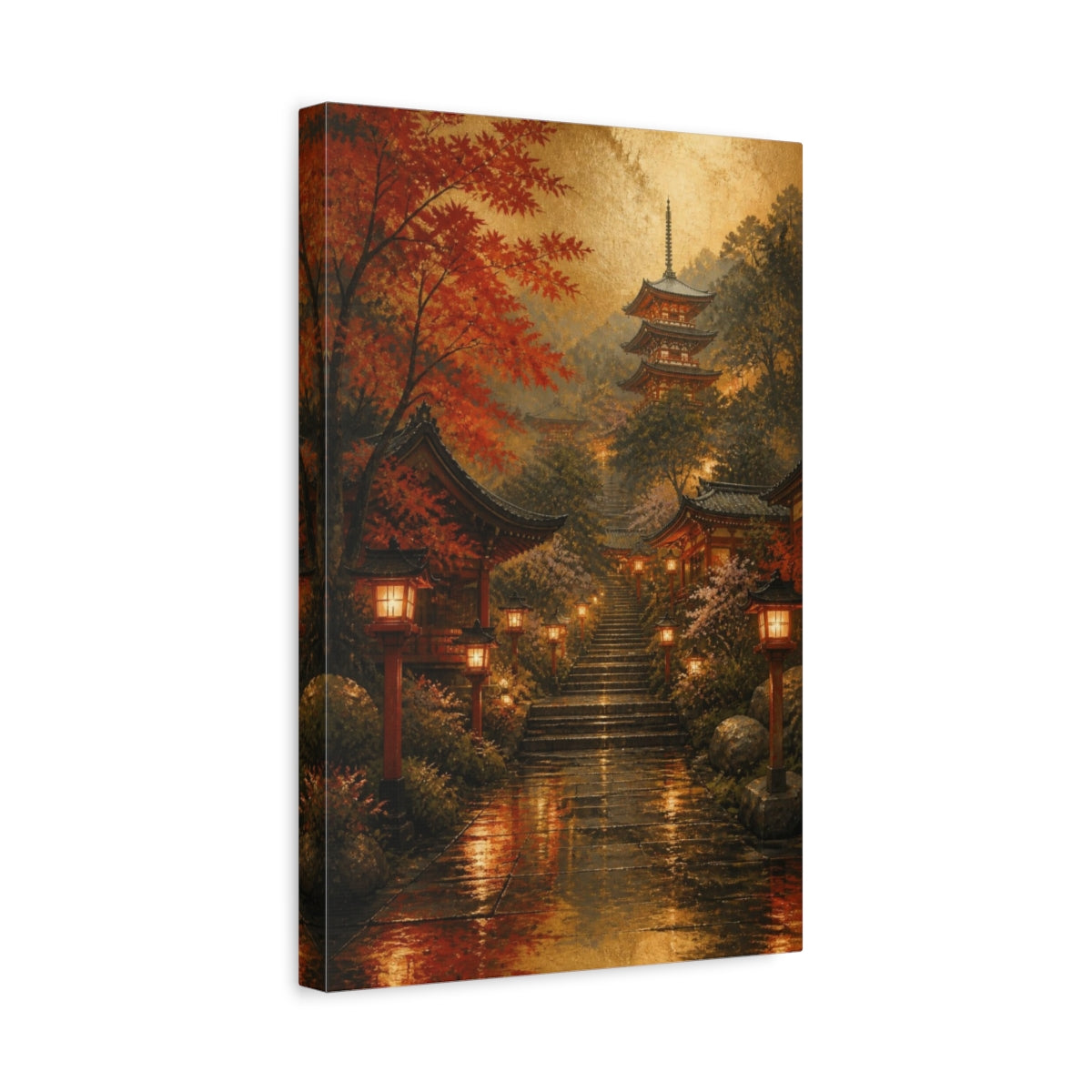 Side Mockup 4. Japanese Temple Steps shown as canvas print