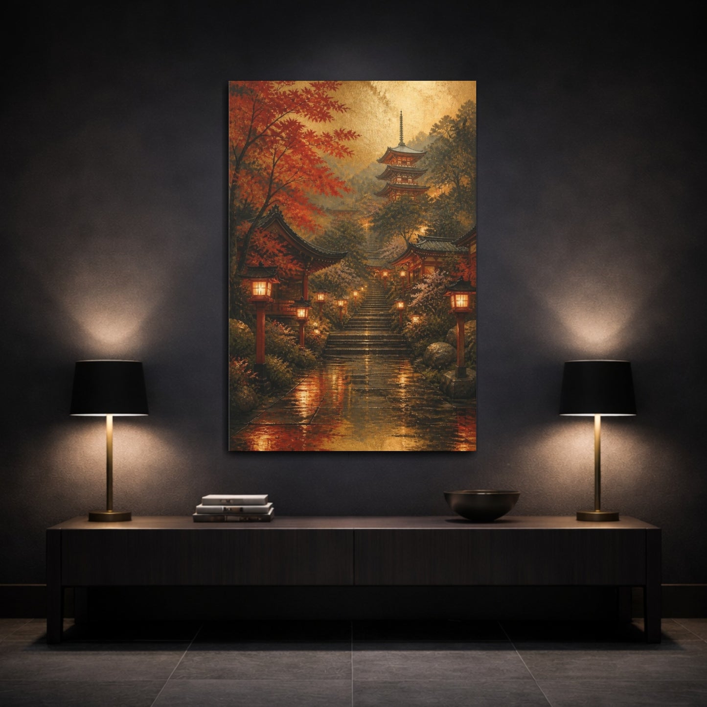 Mockup 3. Japanese Temple Steps shown as canvas print