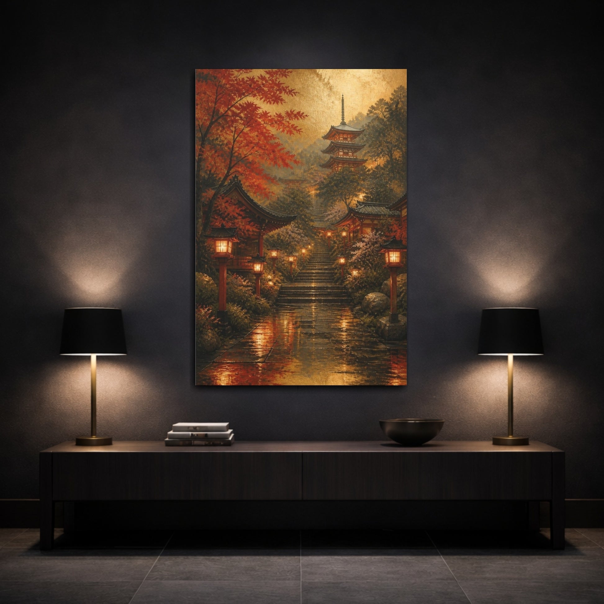 Mockup 3. Japanese Temple Steps shown as canvas print