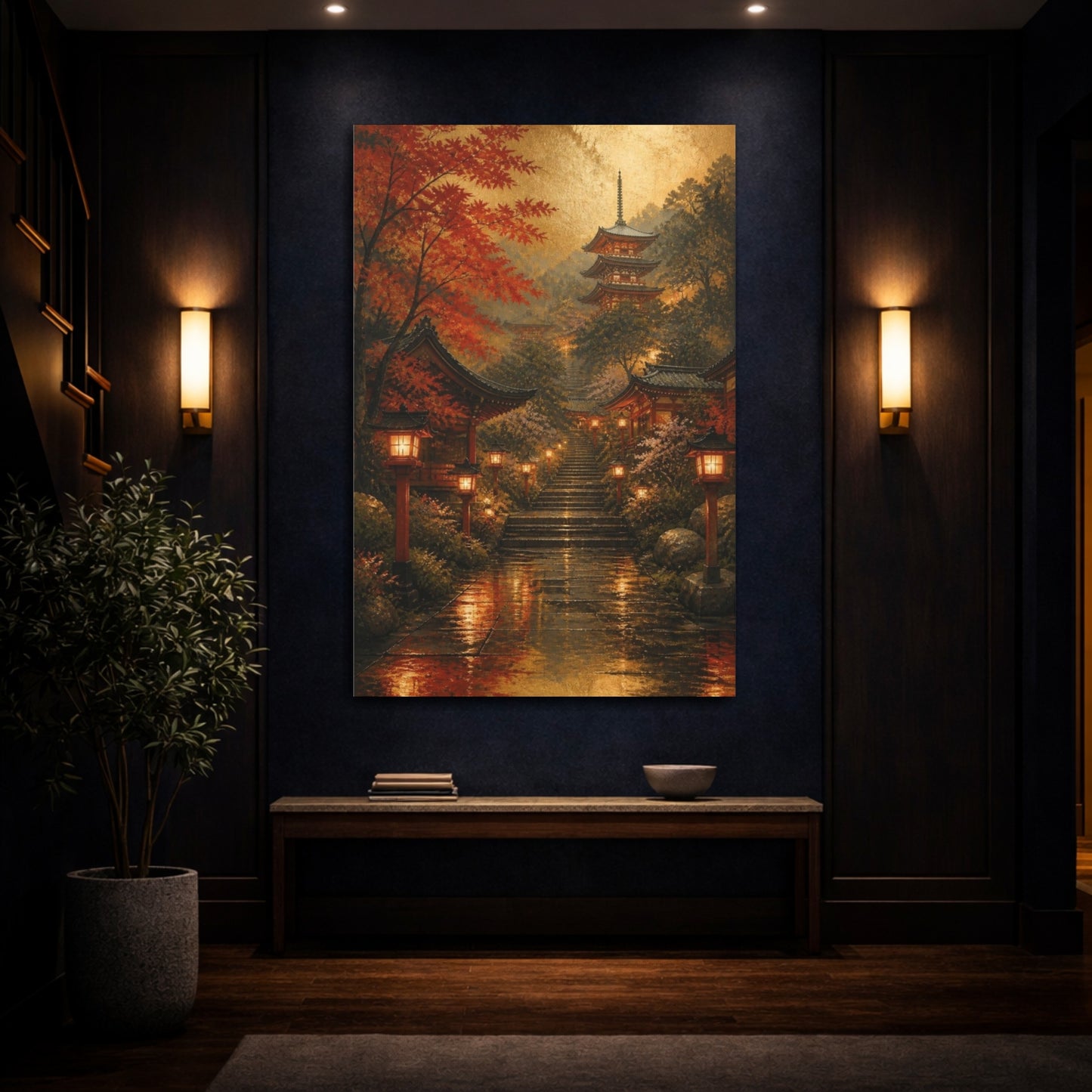Mockup 4. Japanese Temple Steps shown as canvas print