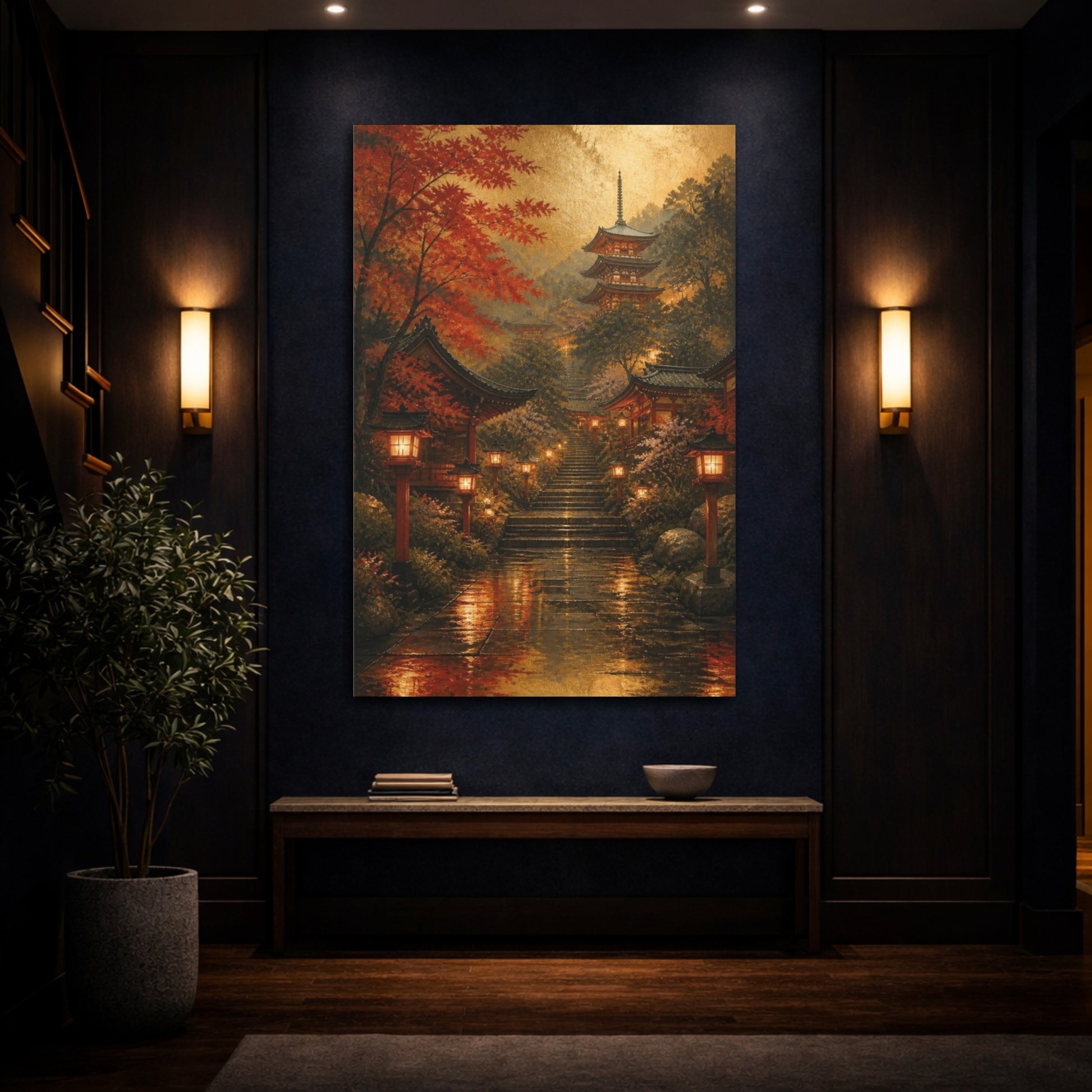 Mockup 4. Japanese Temple Steps shown as canvas print