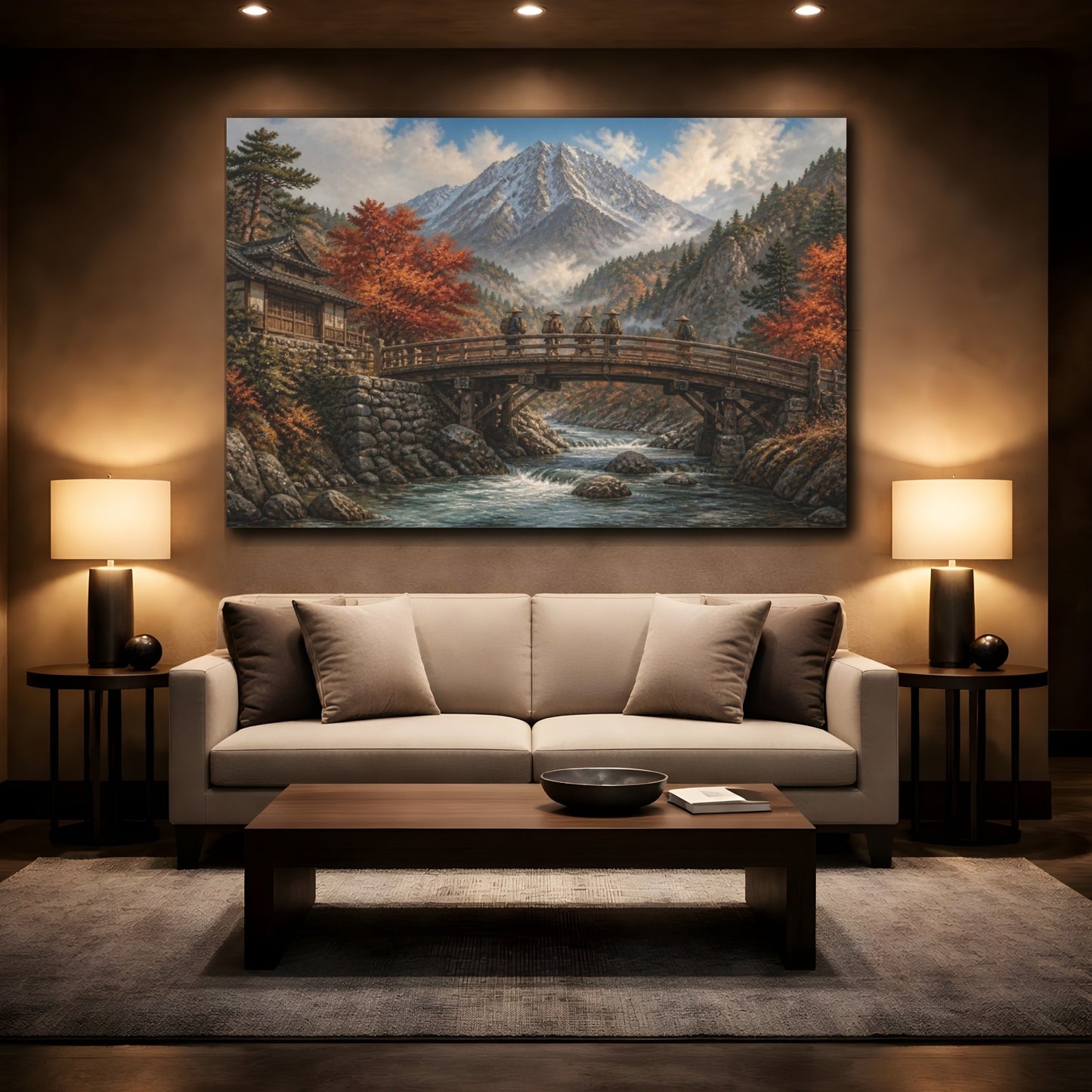 Mockup 2. Japanese Timber Bridge Crossing shown as canvas print