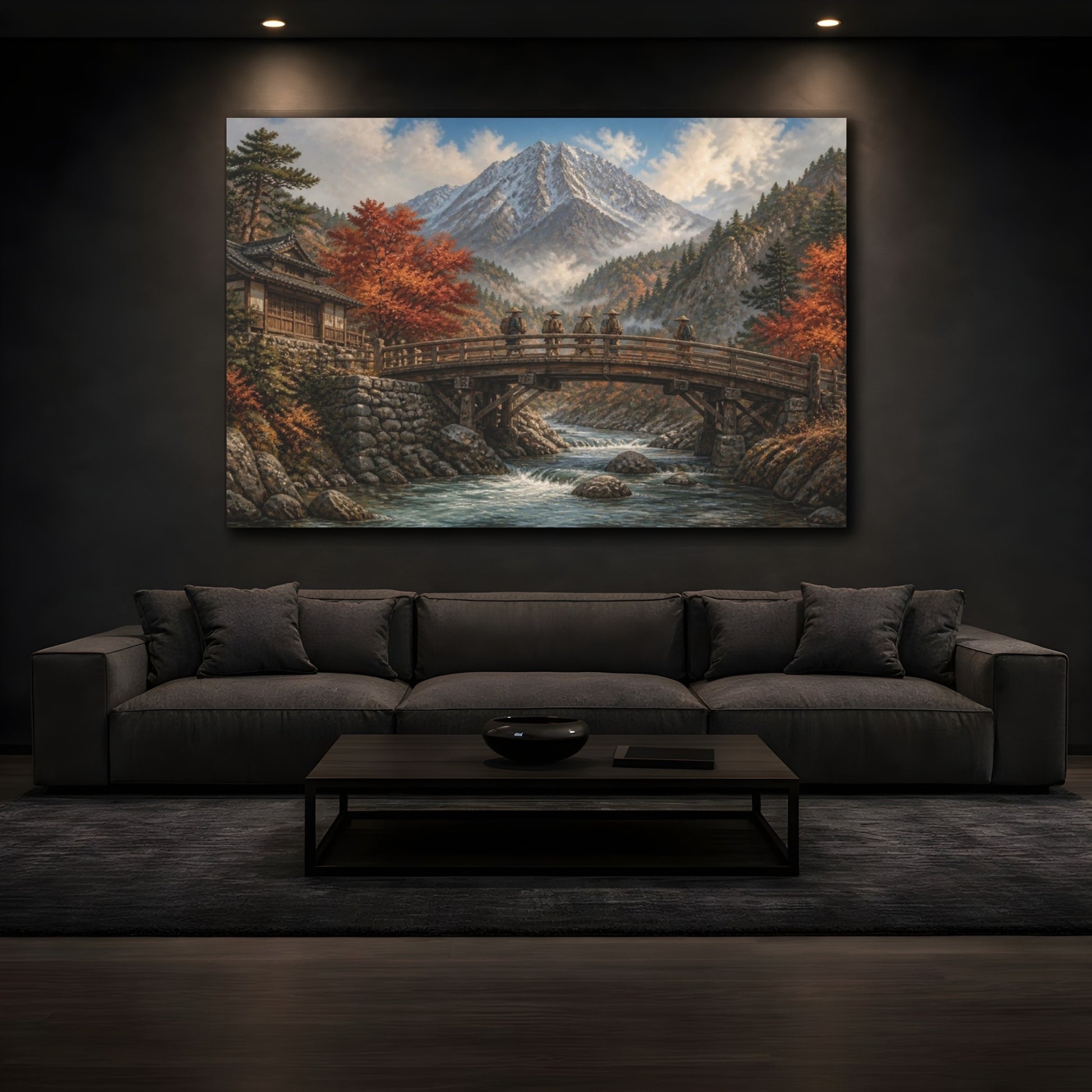 Mockup 3. Japanese Timber Bridge Crossing shown as canvas print