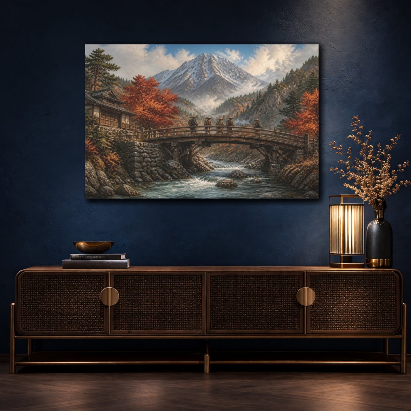 Mockup 4. Japanese Timber Bridge Crossing shown as canvas print