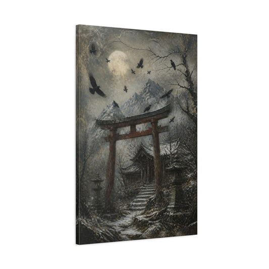 Main Mockup. Japanese Torii And Crows shown as canvas print