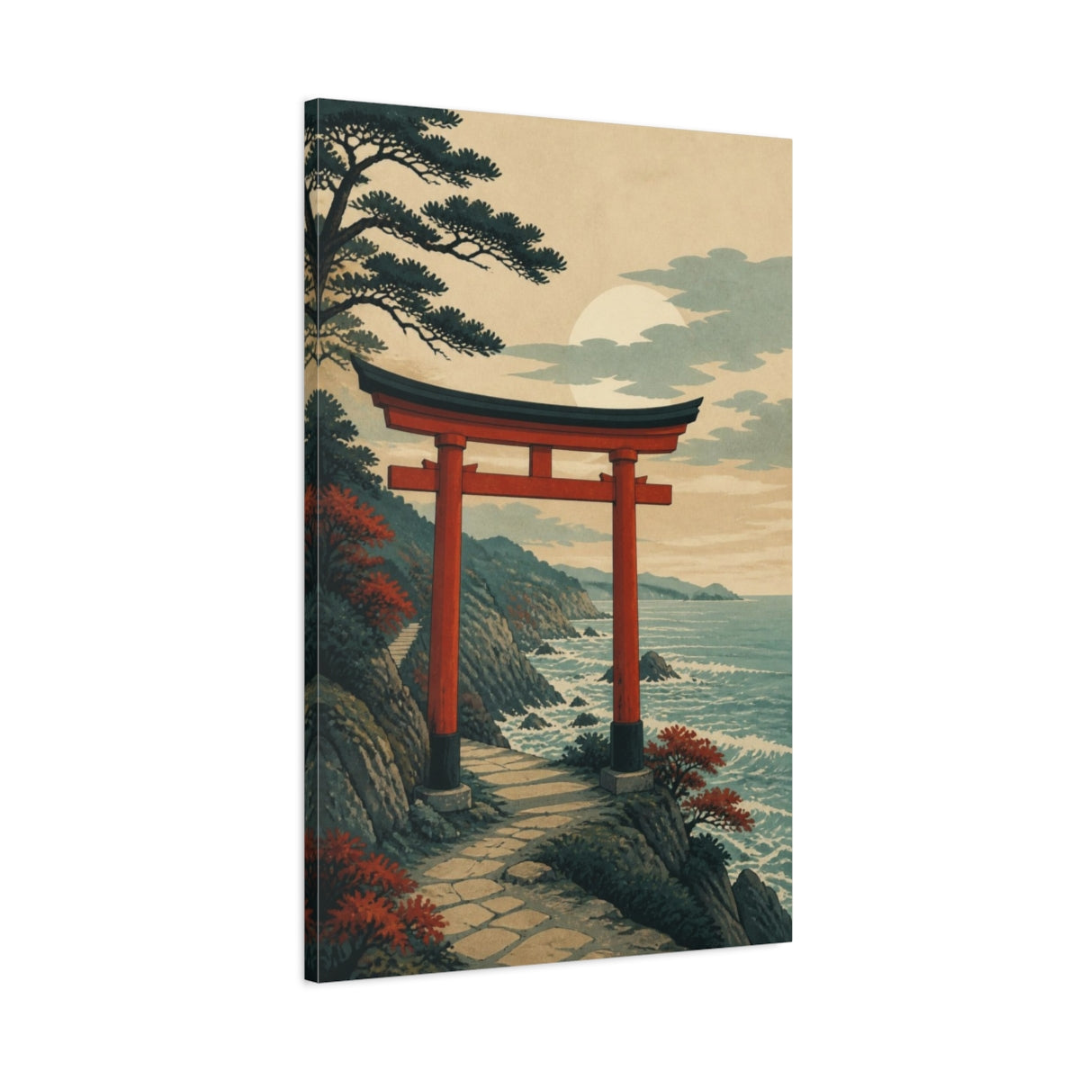 Main Mockup. Japanese Torii By Sea shown as canvas print