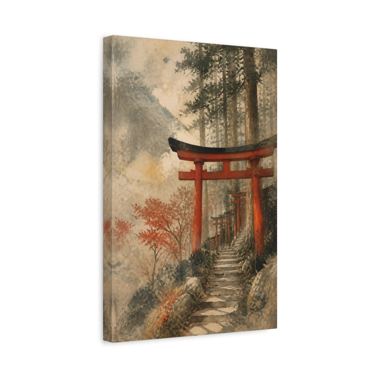 Side Mockup 4. Japanese Torii Gate Path shown as canvas print