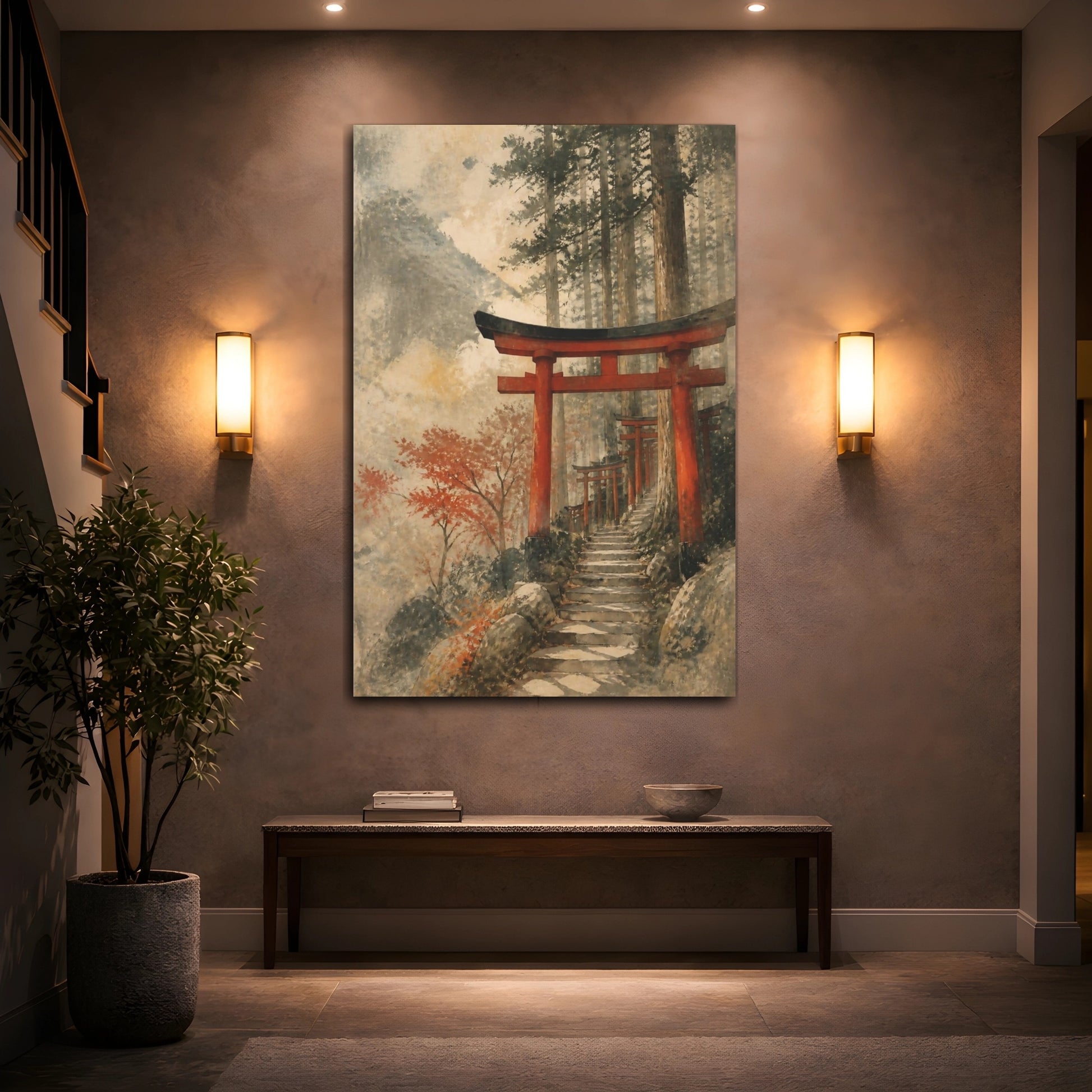 Mockup 2. Japanese Torii Gate Path shown as canvas print