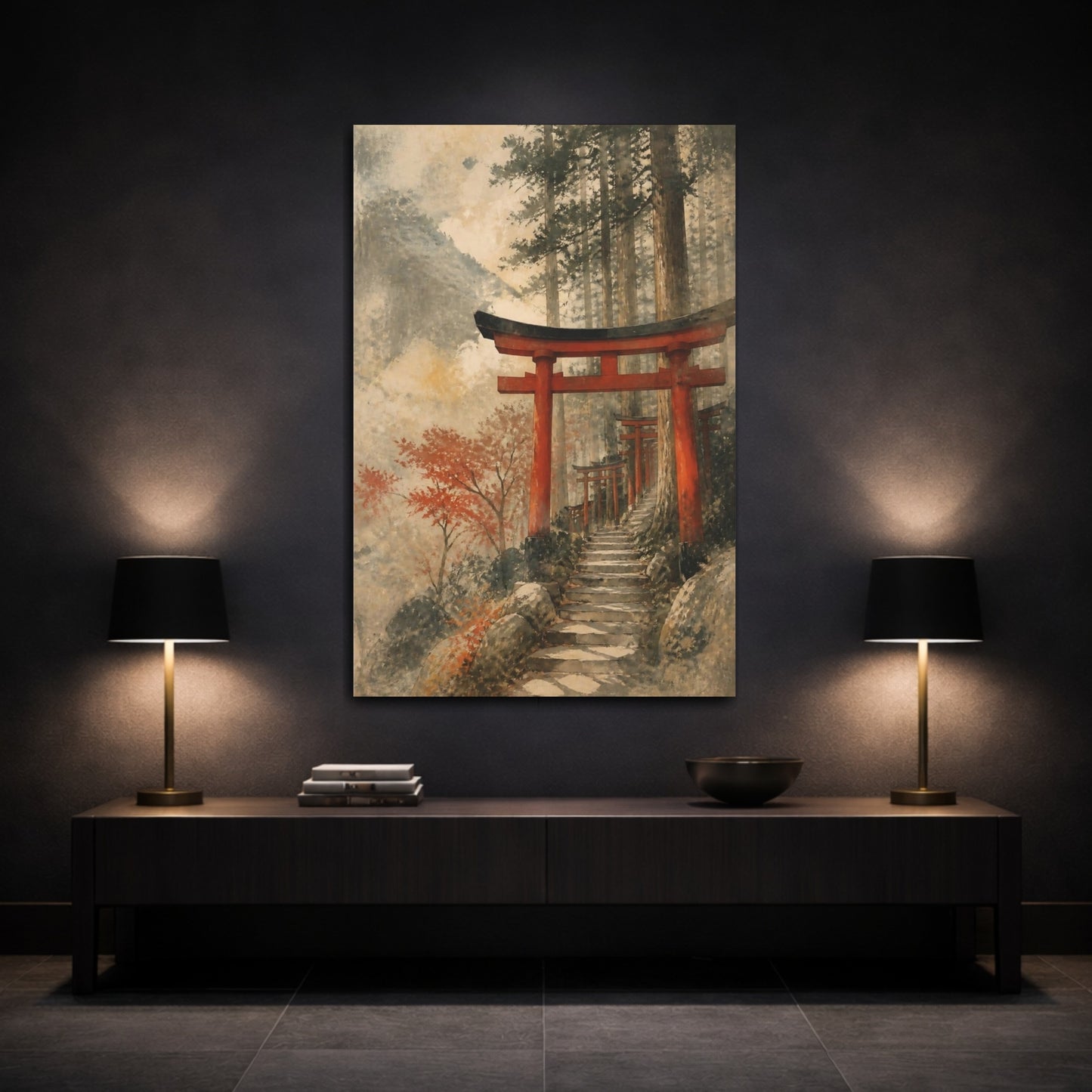 Mockup 3. Japanese Torii Gate Path shown as canvas print