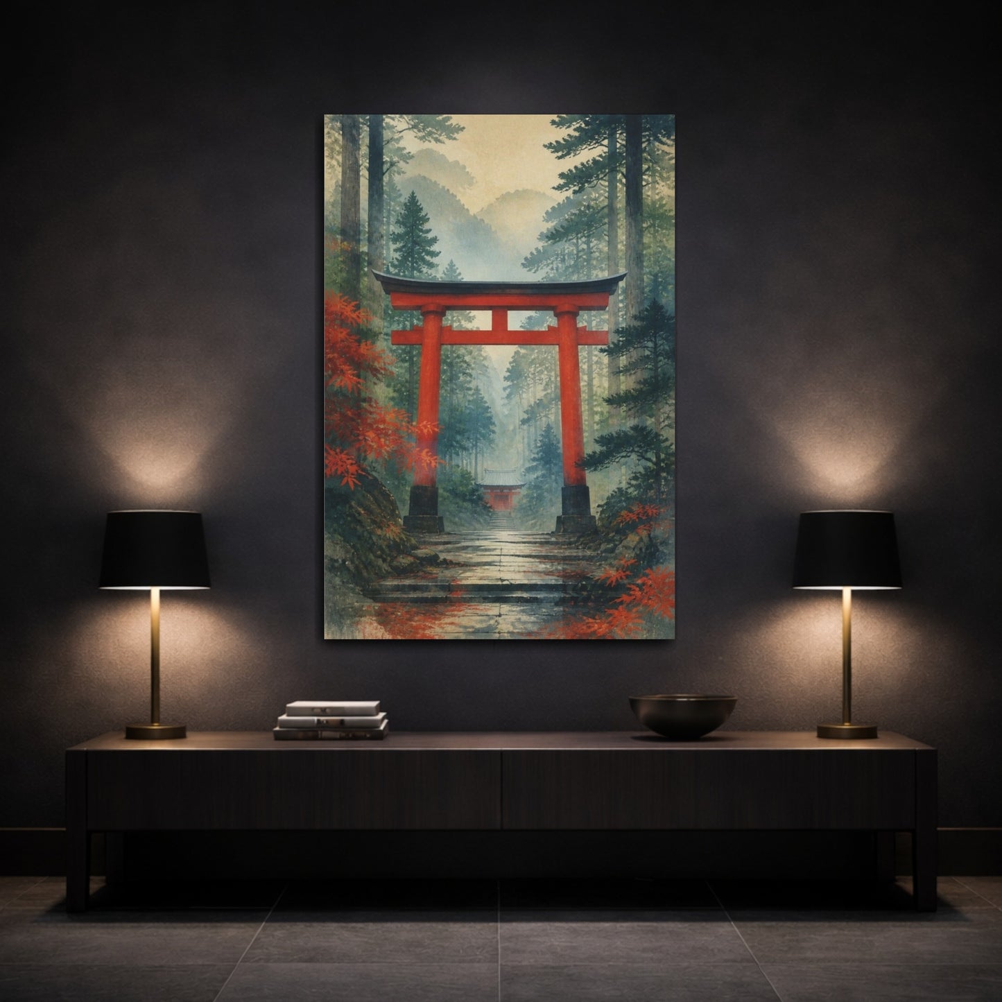 Mockup 3. Japanese Torii Gate shown as canvas print