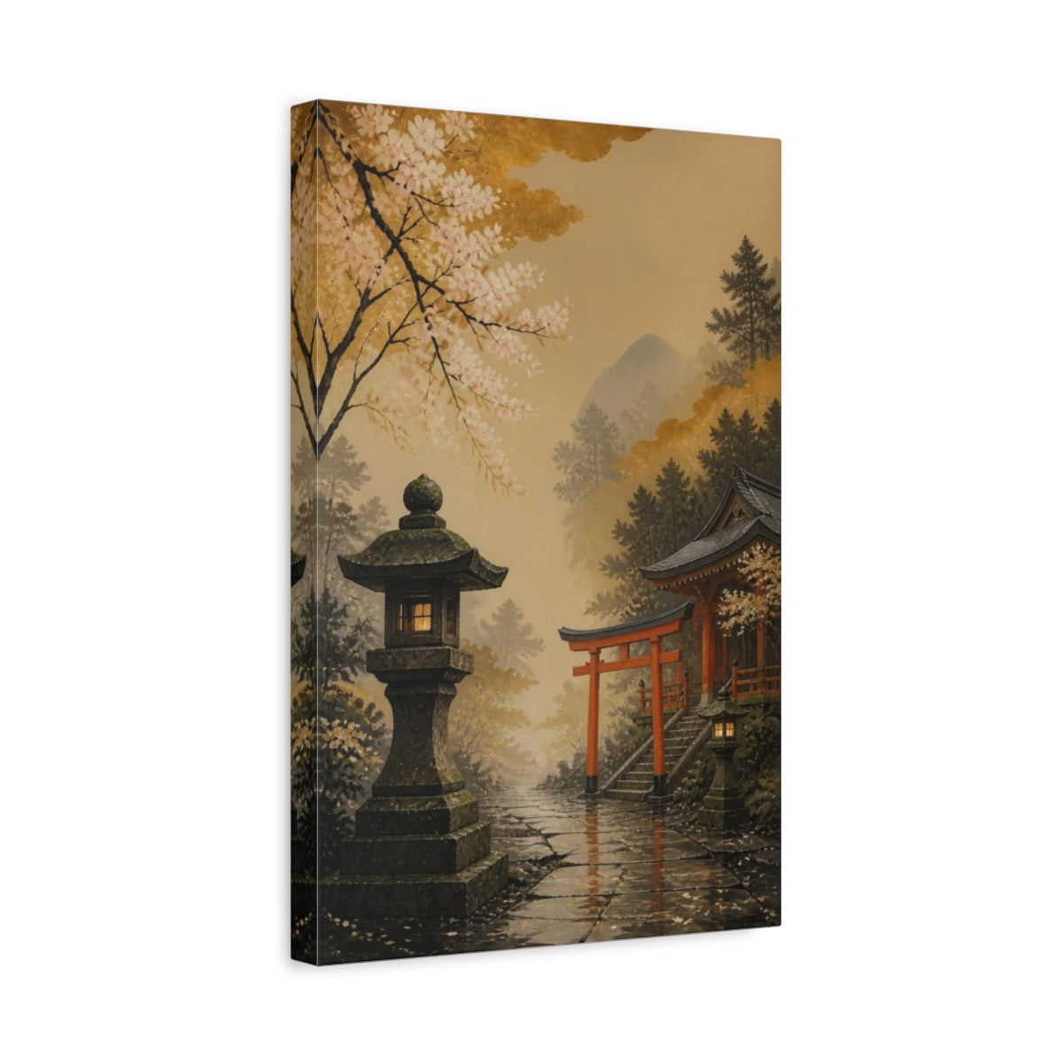Side Mockup 4. Japanese Torii Shrine Path shown as canvas print