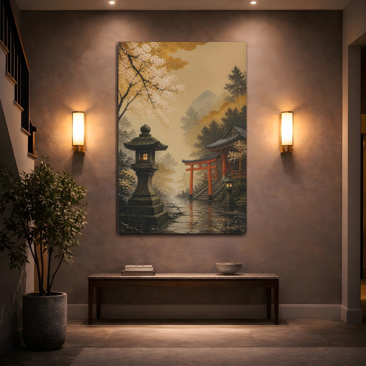 Mockup 2. Japanese Torii Shrine Path shown as canvas print