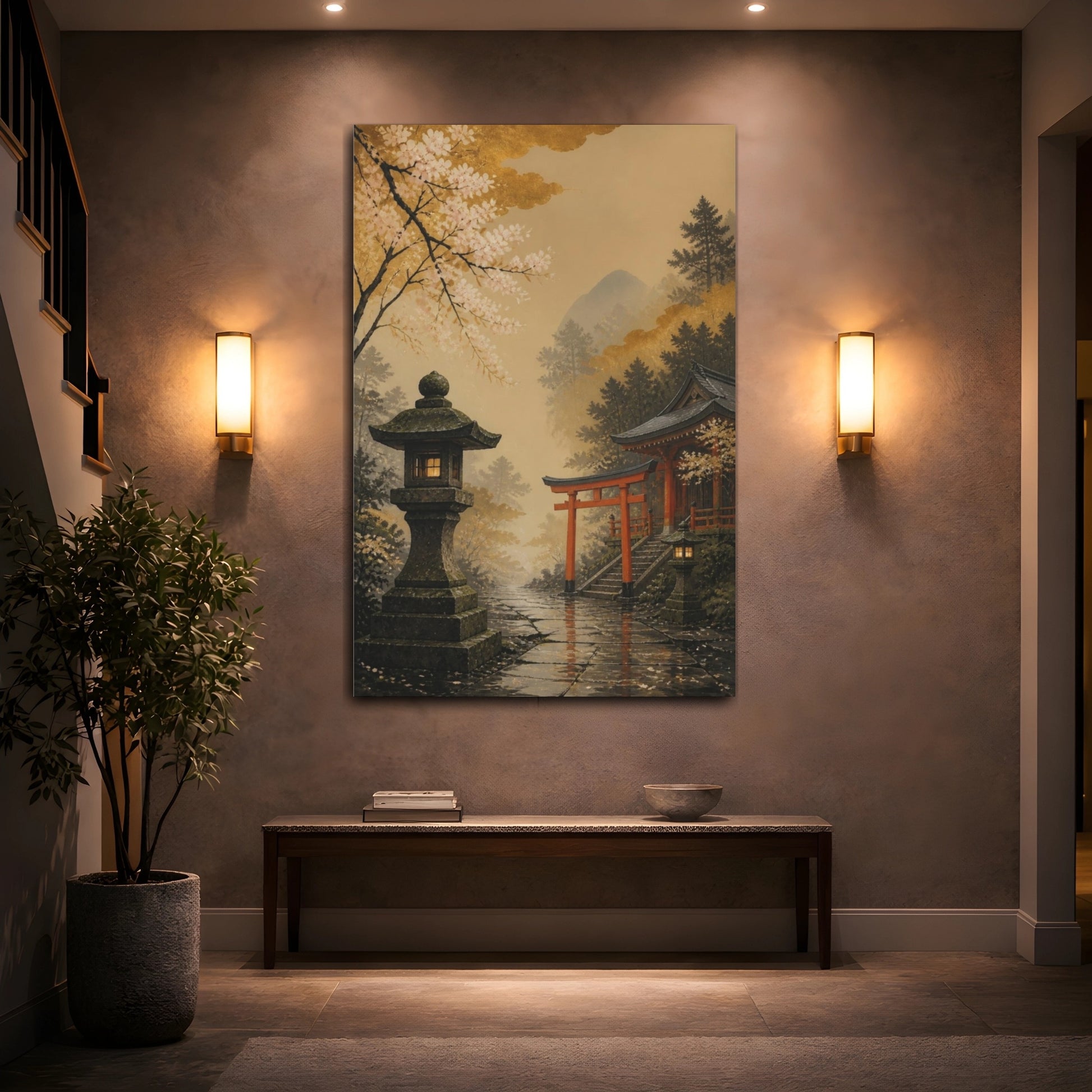 Mockup 2. Japanese Torii Shrine Path shown as canvas print