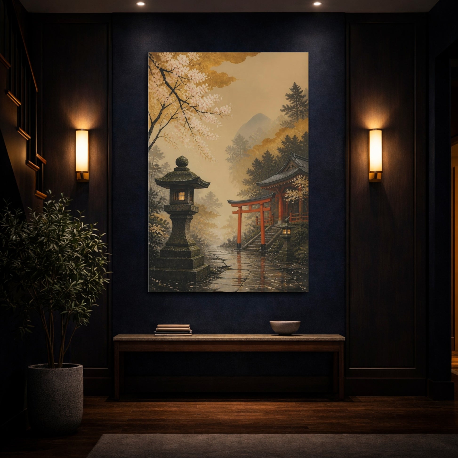Mockup 4. Japanese Torii Shrine Path shown as canvas print