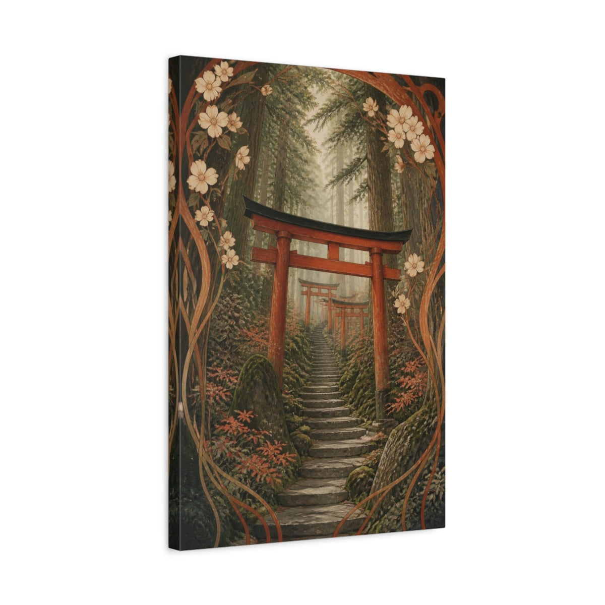 Side Mockup 3. Japanese Torii Stairway shown as canvas print